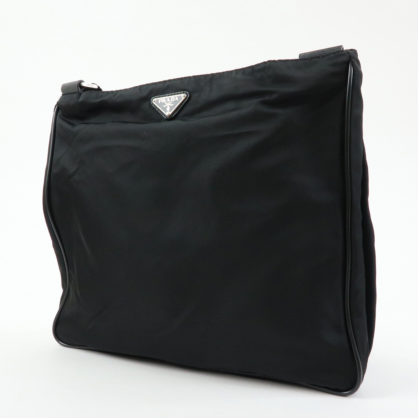 PRADA Triangle Logo Nylon Shoulder Bag Crossbody Bag Black
