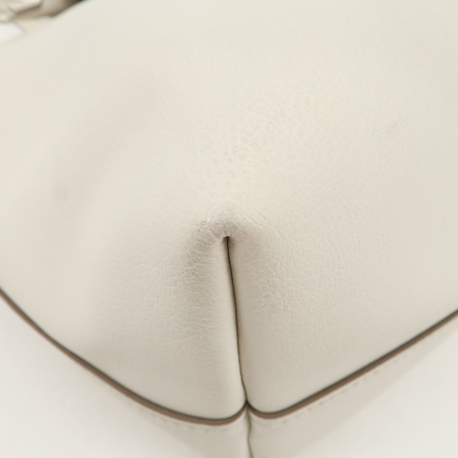 MIU MIU Leather Flower Tote Bag Hand Bag White 5BG054 Used
