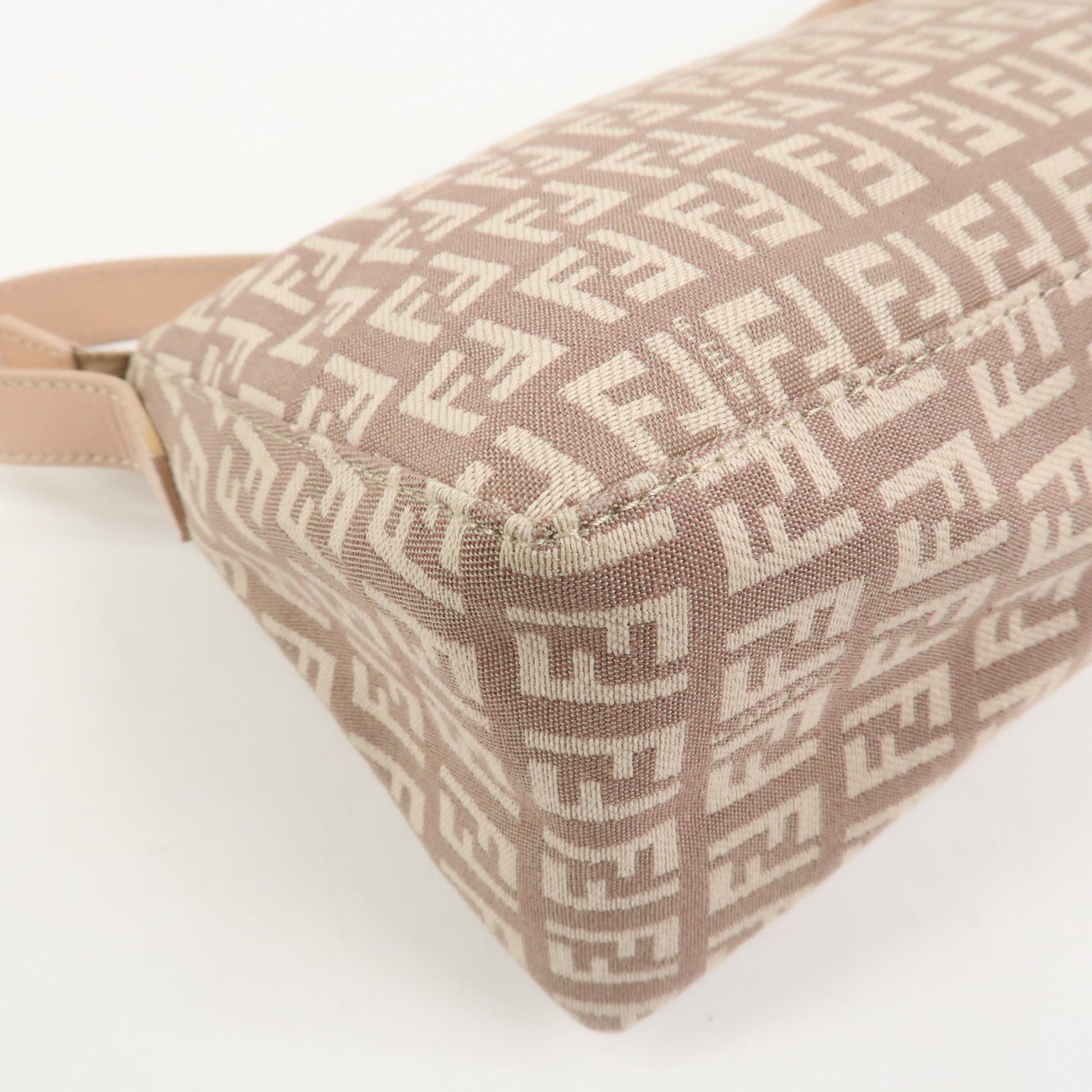 FENDI Zucchino Canvas Leather Shoulder Bag Hand Bag Pink 8BR444