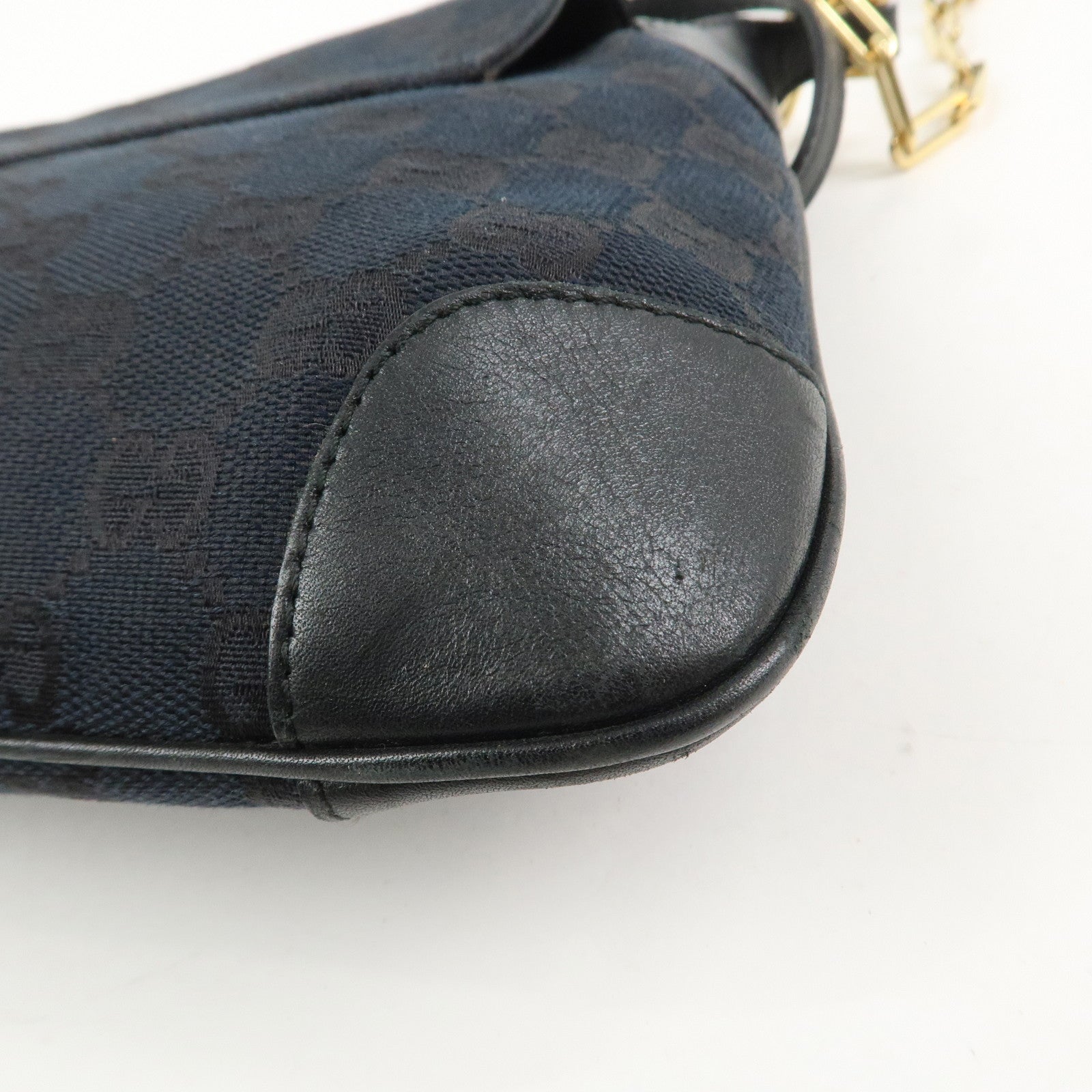 GUCCI Tiger Head GG Canvas Leather Chain Shoulder Bag 001.4113