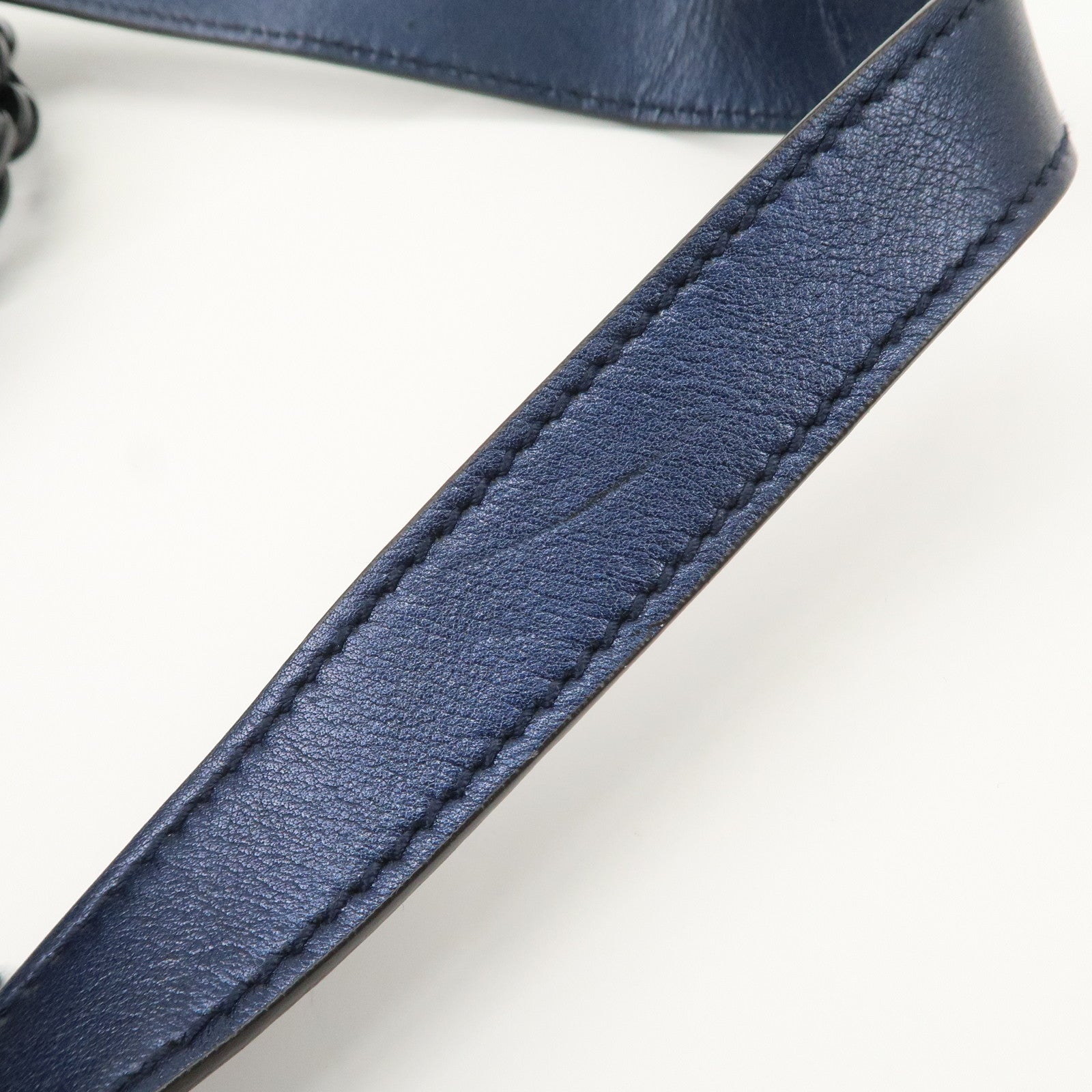 GUCCI Galaxy Leather 2 Way Chain Boston Bag Metallic Blue 228838 Used