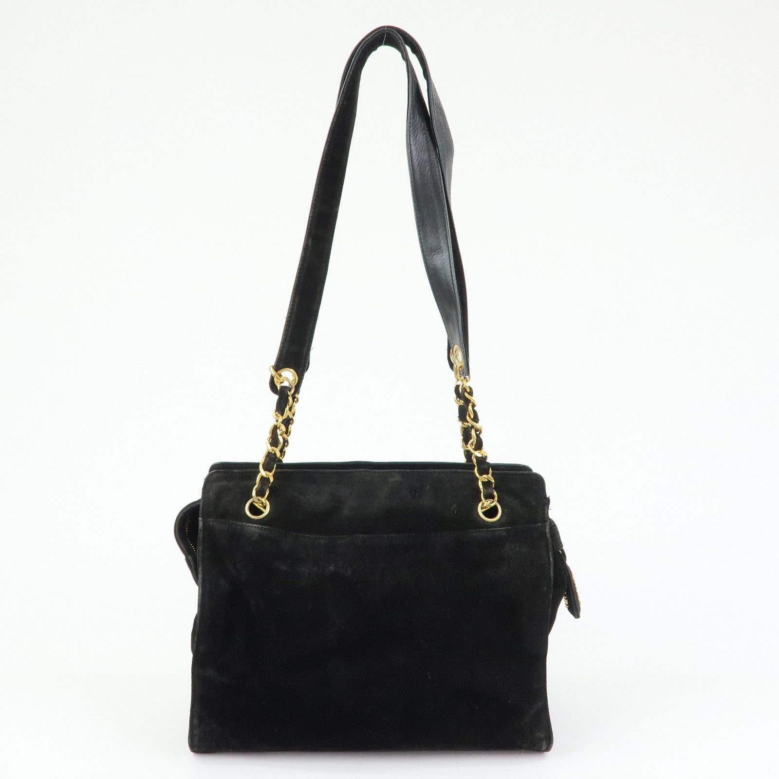 CHANEL COCO Mark Suede Chan Shoulder Bag Black
