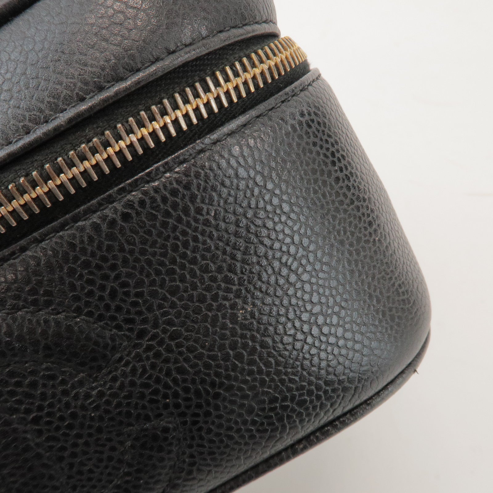 CHANEL COCO Mark Caviar Leather Vanity Bag Hand Bag Black A01997