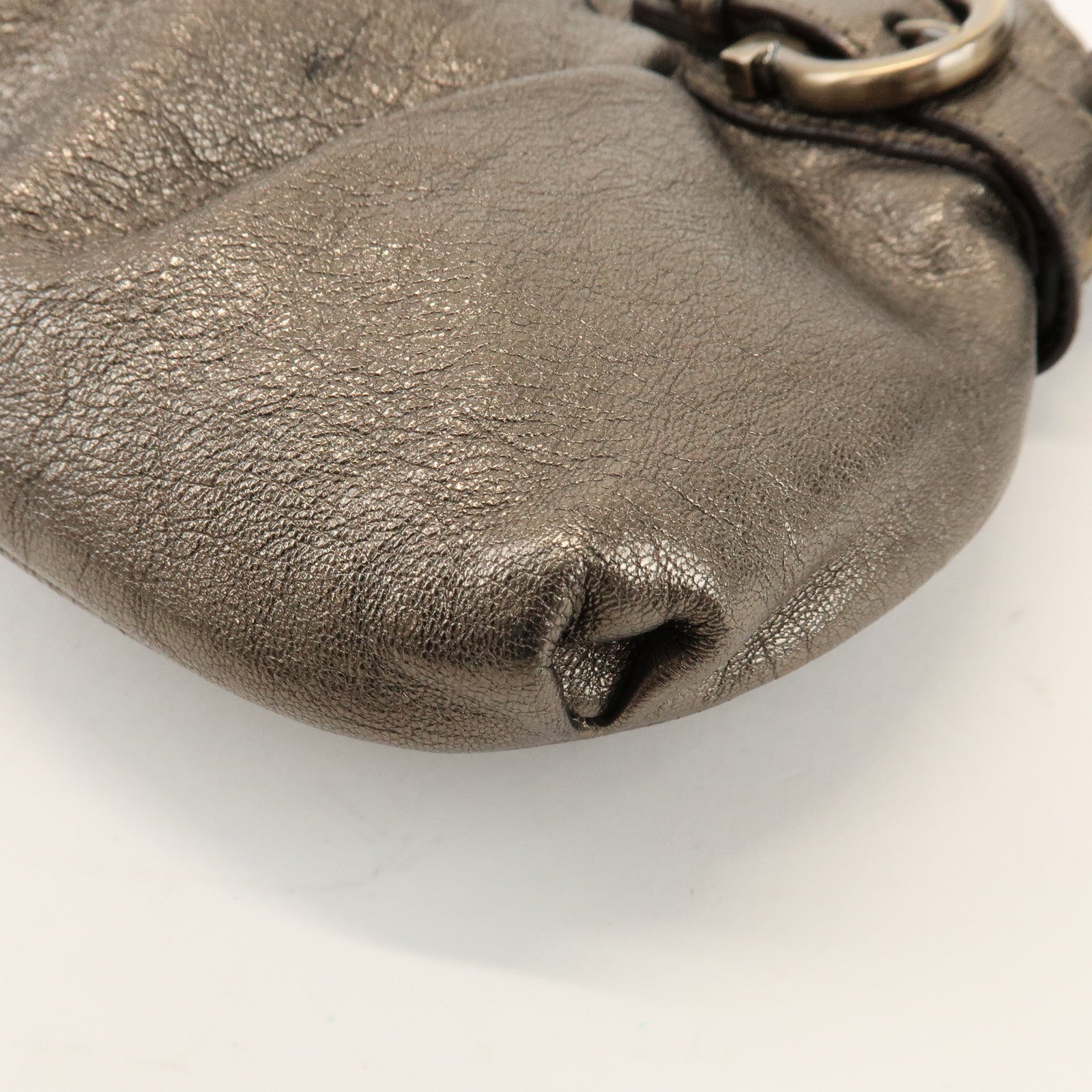 Ferragamo Gancini Leather Shoulder Bag Hand Bag Bronze