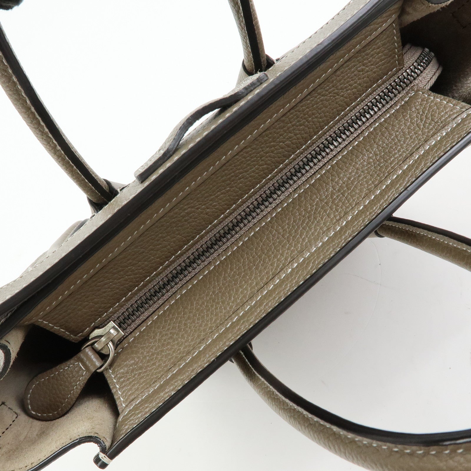 CELINE Luggage Nano Shopper Calf Leather 2Way Bag Hand Bag Gray