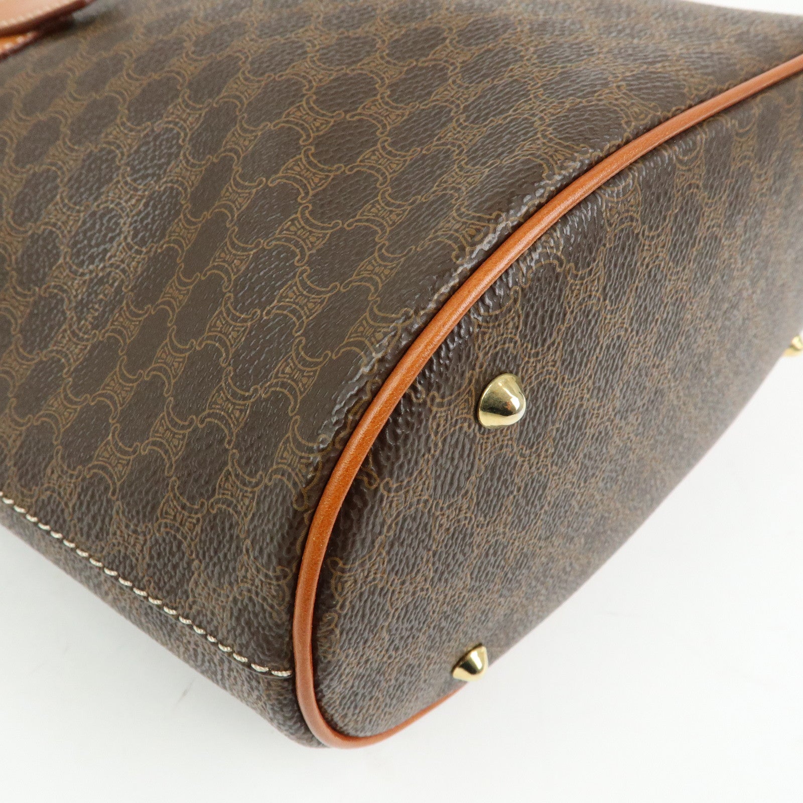 CELINE Macadam PVC Leather Tote Bag Hand Bag Shoulder Bag Brown