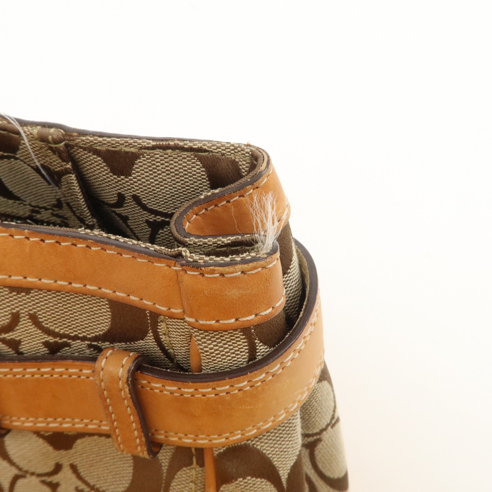 COACH Signature Set Of 2 Canvas Leather Hand Bag Brown Navy