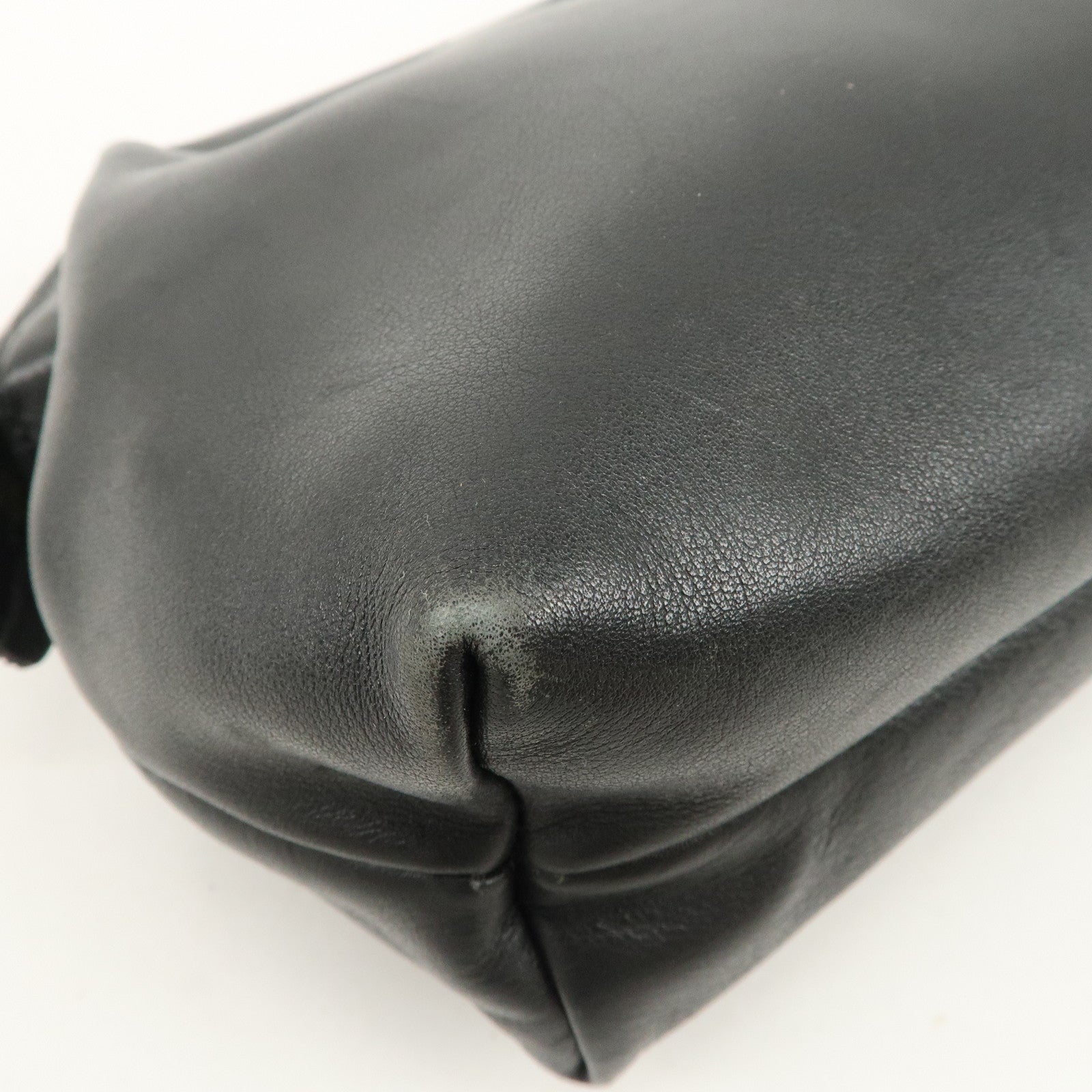 CELINE Logo Leather Pouch Cosmetic Pouch Black Used