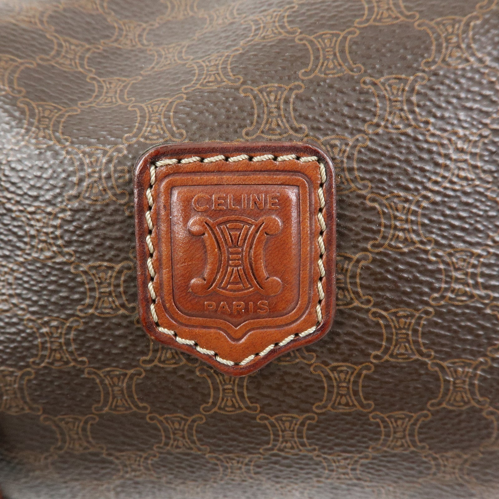 CELINE Macadam PVC Leather Shoulder Bag Hand Bag Brown