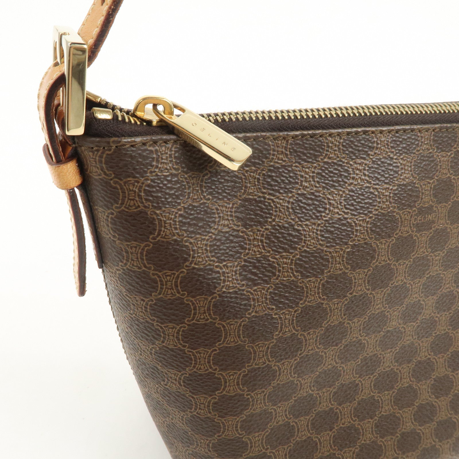 CELINE Macadam PVC Leather Shoulder Bag Brown