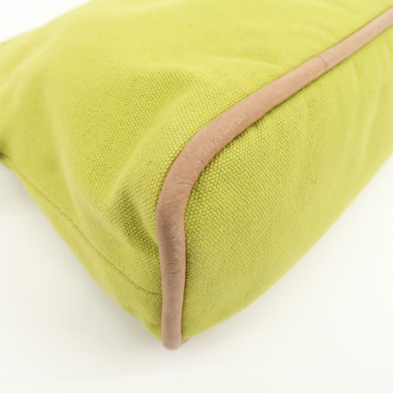 HERMES Bolide Pouch MM Canvas Leather Cosmetic Pouch Light Green