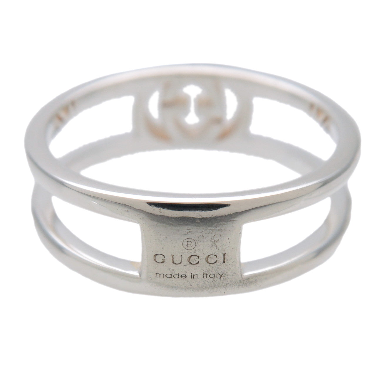 GUCCI Interlocking G Open Band SV925 Ring Silver #12 298036