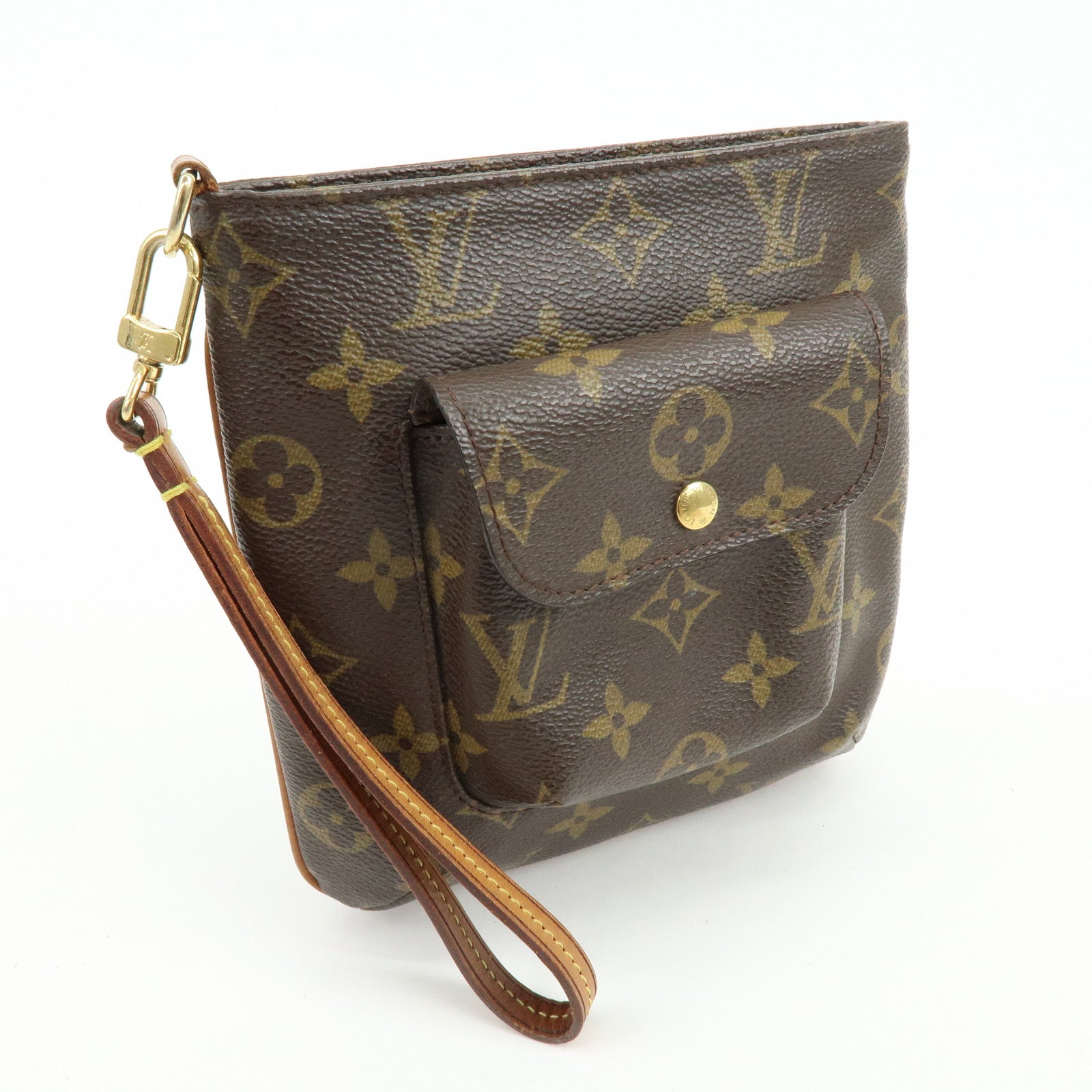 Louis Vuitton Monogram Partition Pouch Wristlet Bag Brown M51901