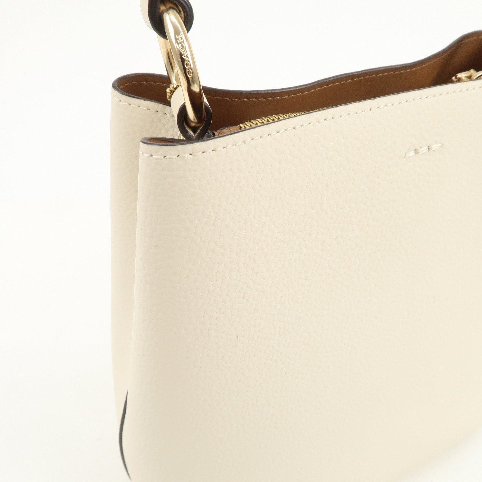 COACH Leather 2Way Bag Hand Bag Shoulder Bag White