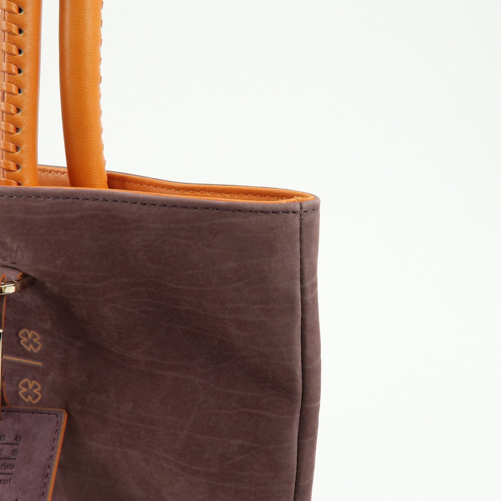 BVLGARI Collezione Suede Leather Tote Shoulder Bag Purple Orange