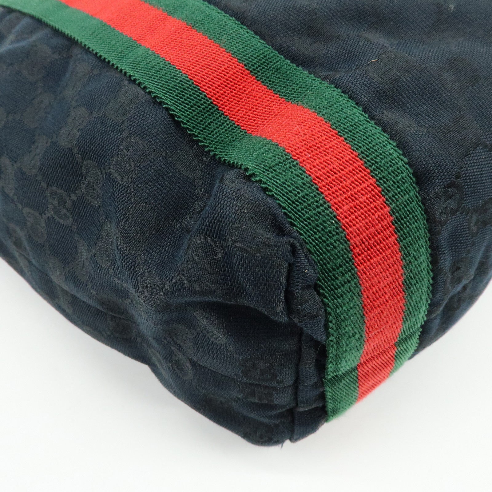 GUCCI Sherry GG Canvas Leather Tote Bag Shoulder Bag Black