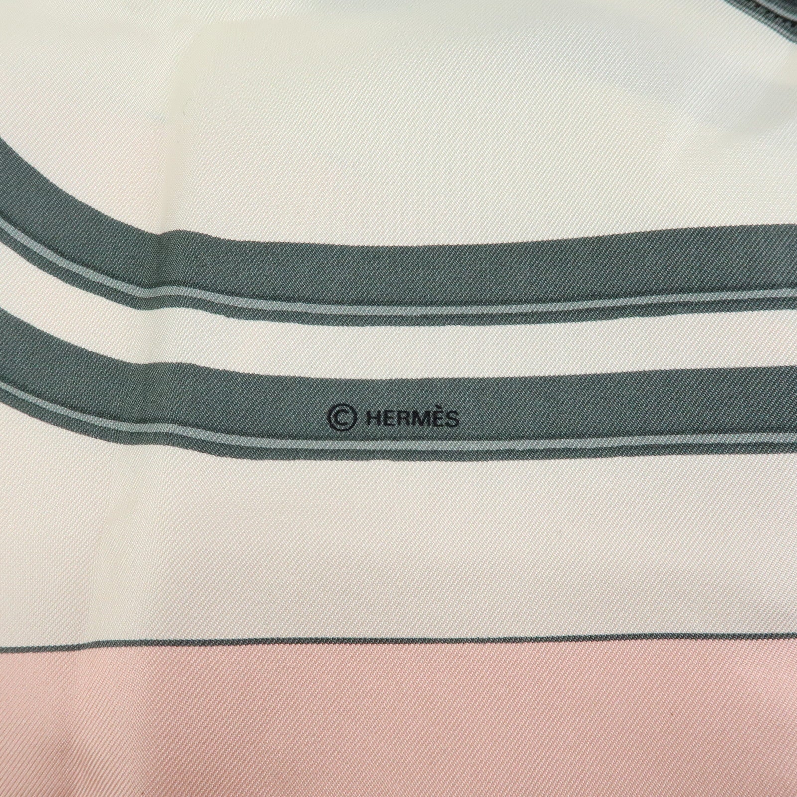 HERMES Carre 90 Silk 100% BRIDES DE GALA Scarf Light Pink White
