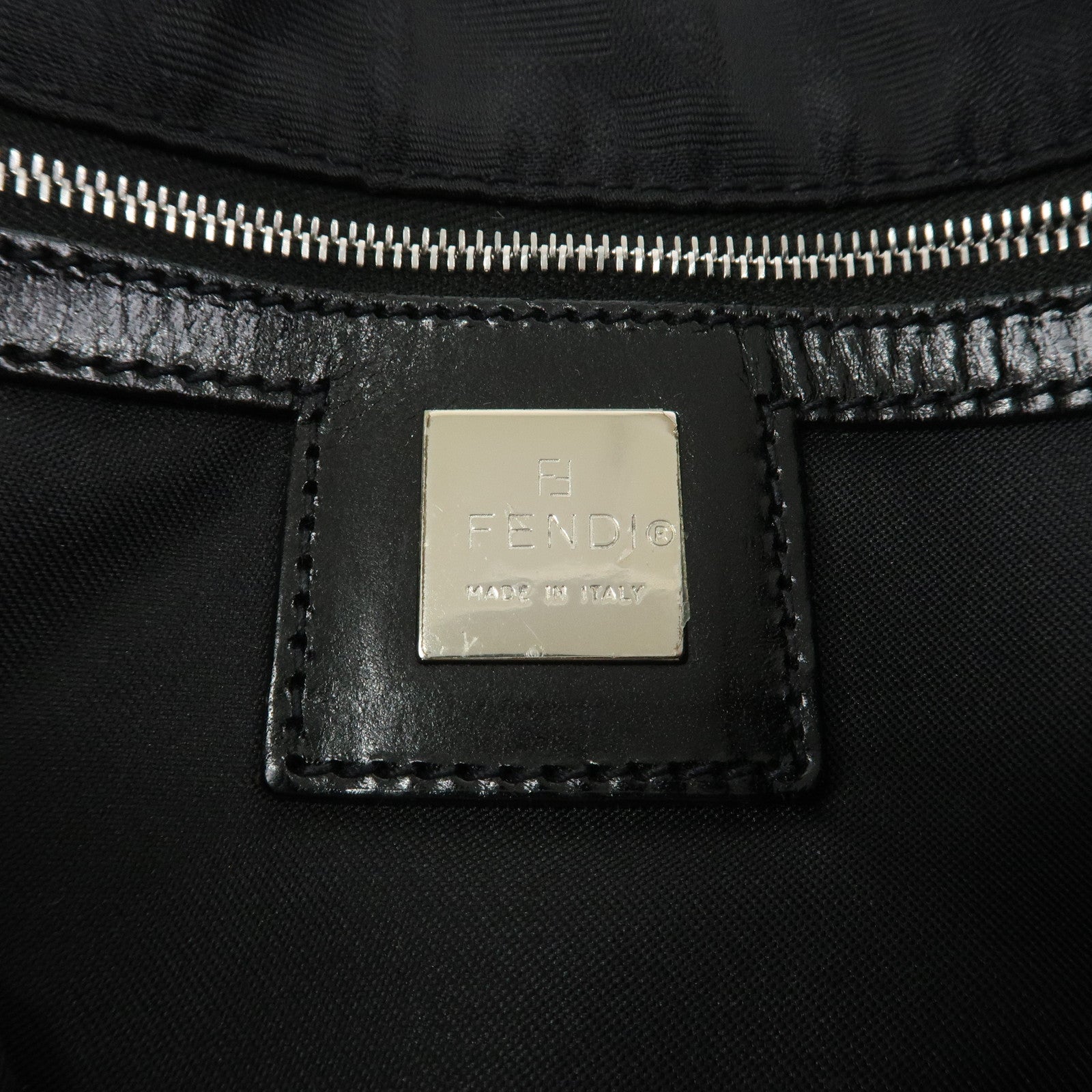 FENDI Zucca Canvas Leather Tote Bag Hand Bag Shoulder Bag 16001