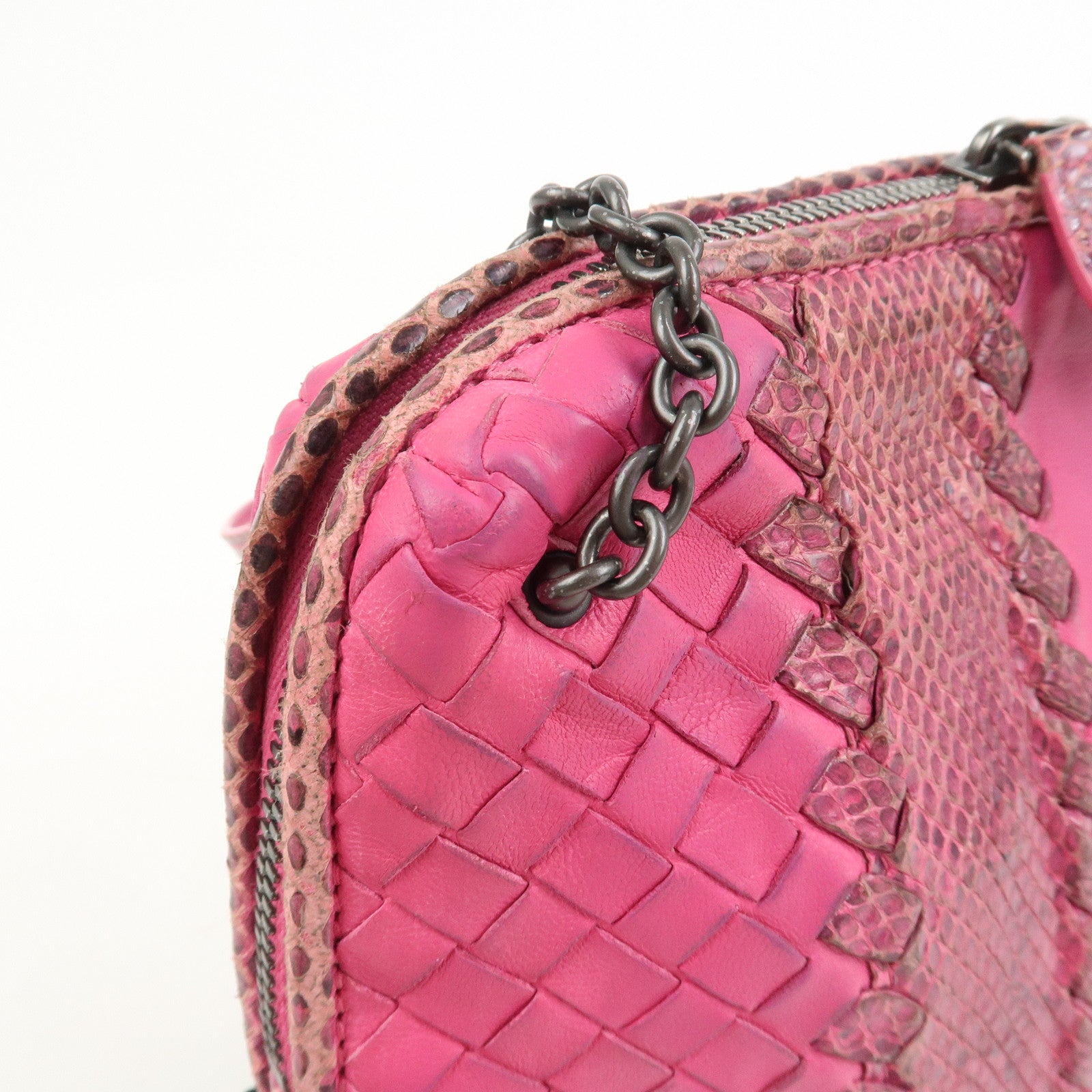 BOTTEGA VENETA Intrecciato Leather Shoulder Bag Crossbody Bag Pink