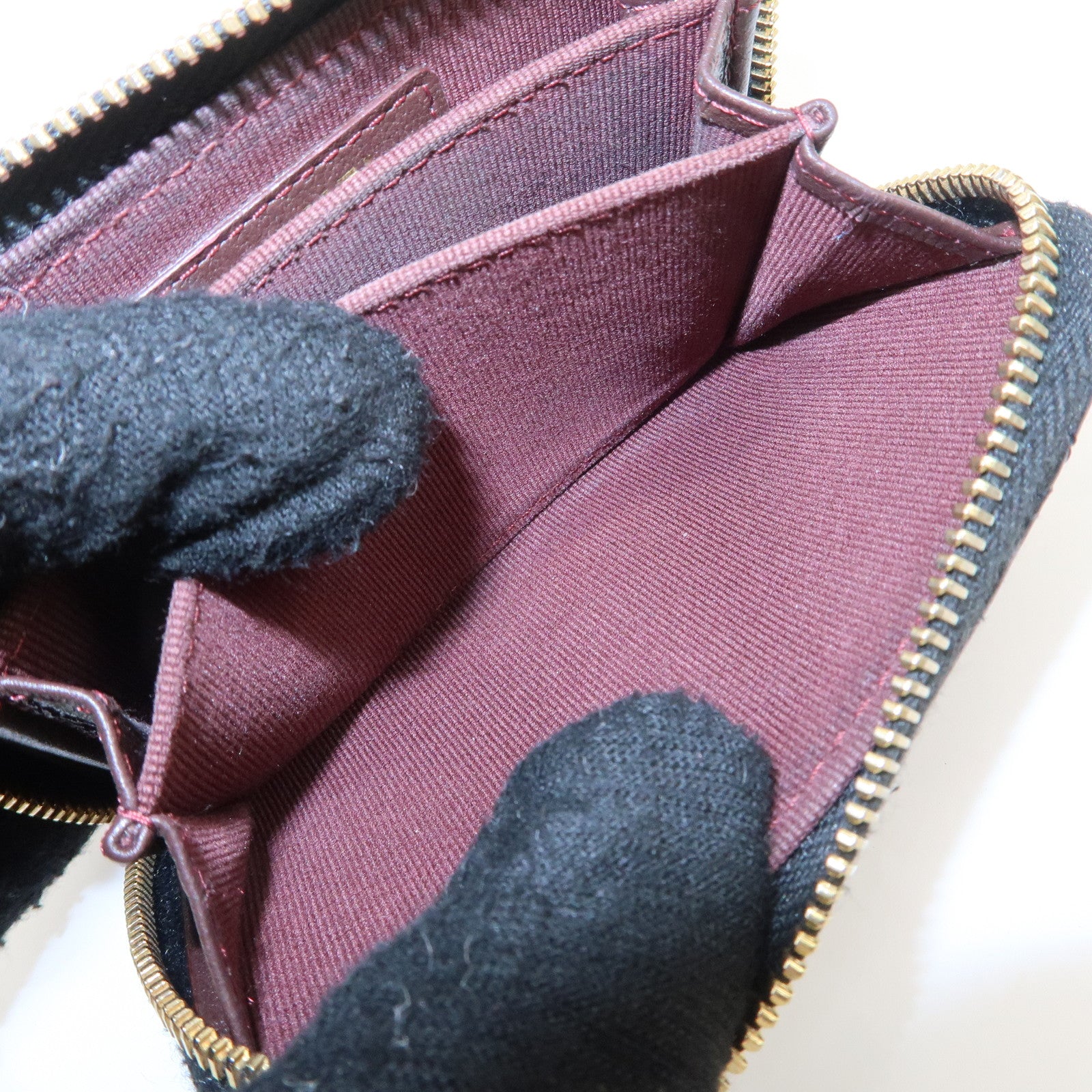 CHANEL Matelasse Lamb Skin Round Zippy Coin Case Black A84511 Used