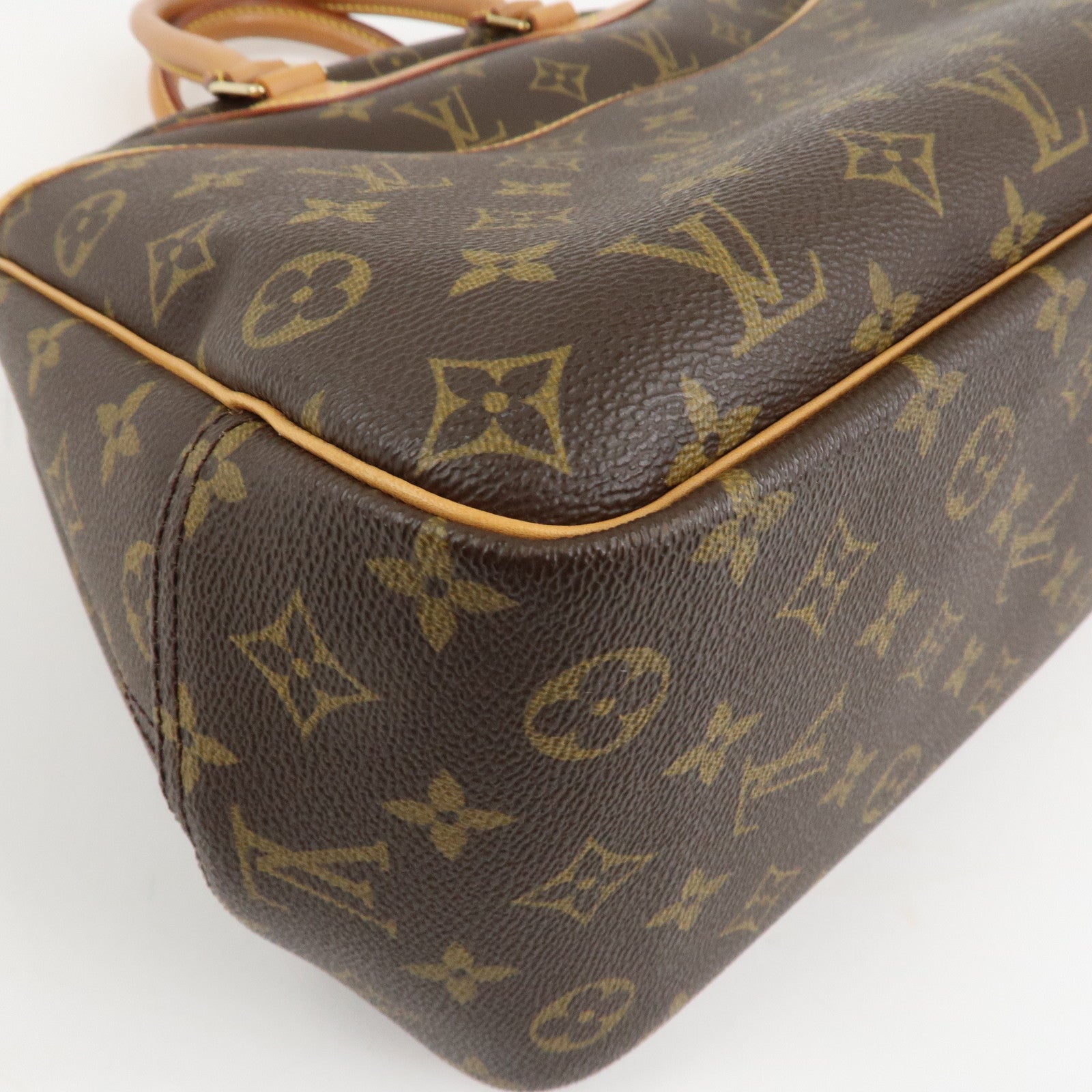 Louis Vuitton Monogram Deauville Hand Bag Brown M47270 Used