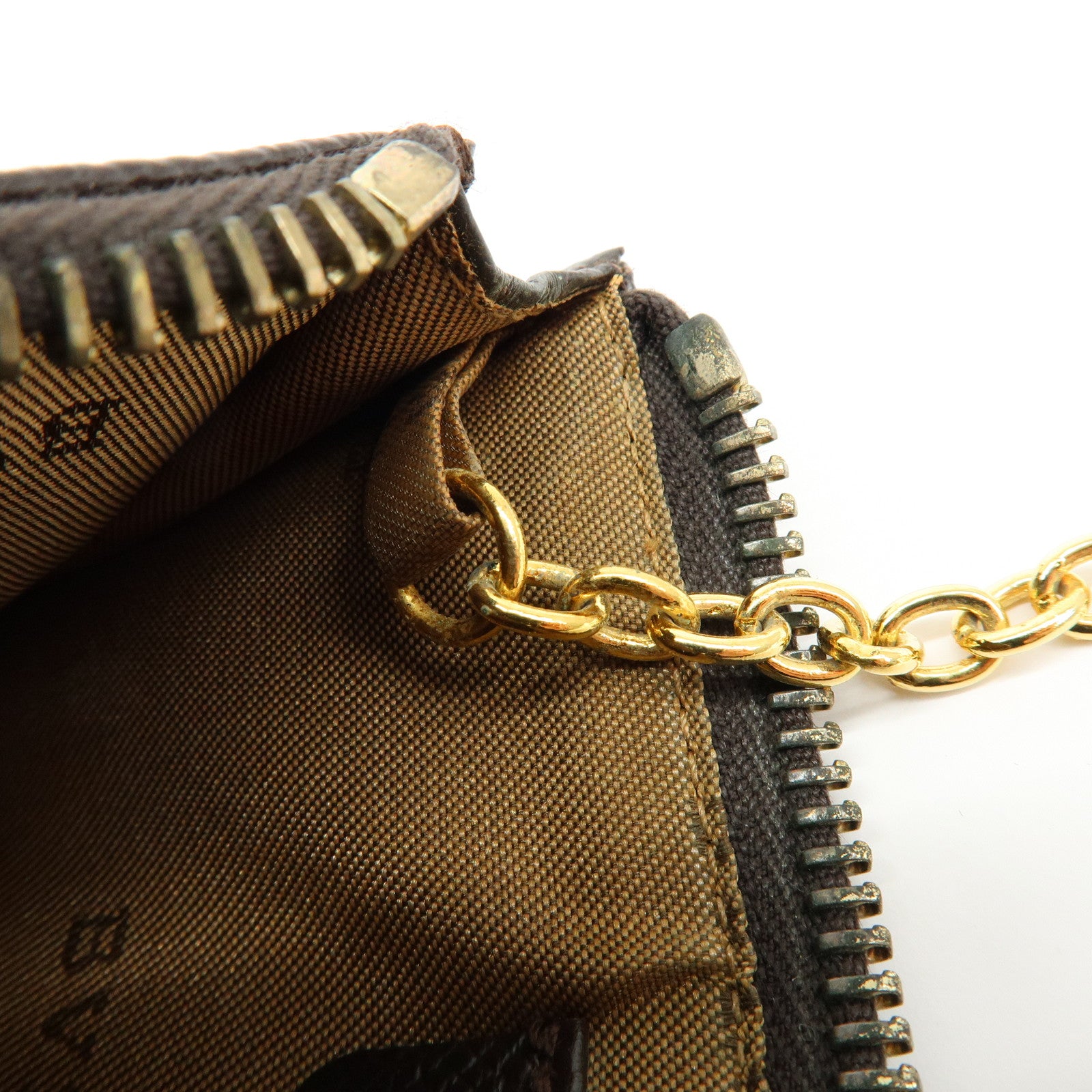 BVLGARI Leather Coin Case Coin Purse Key Chain Dark Brown