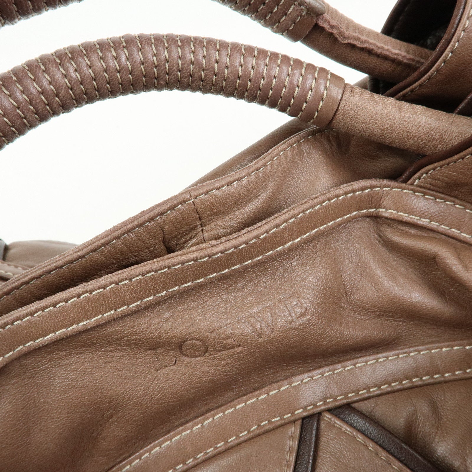 LOEWE Anagram Nappa Aire Leather Hand Bag Tote Bag Brown