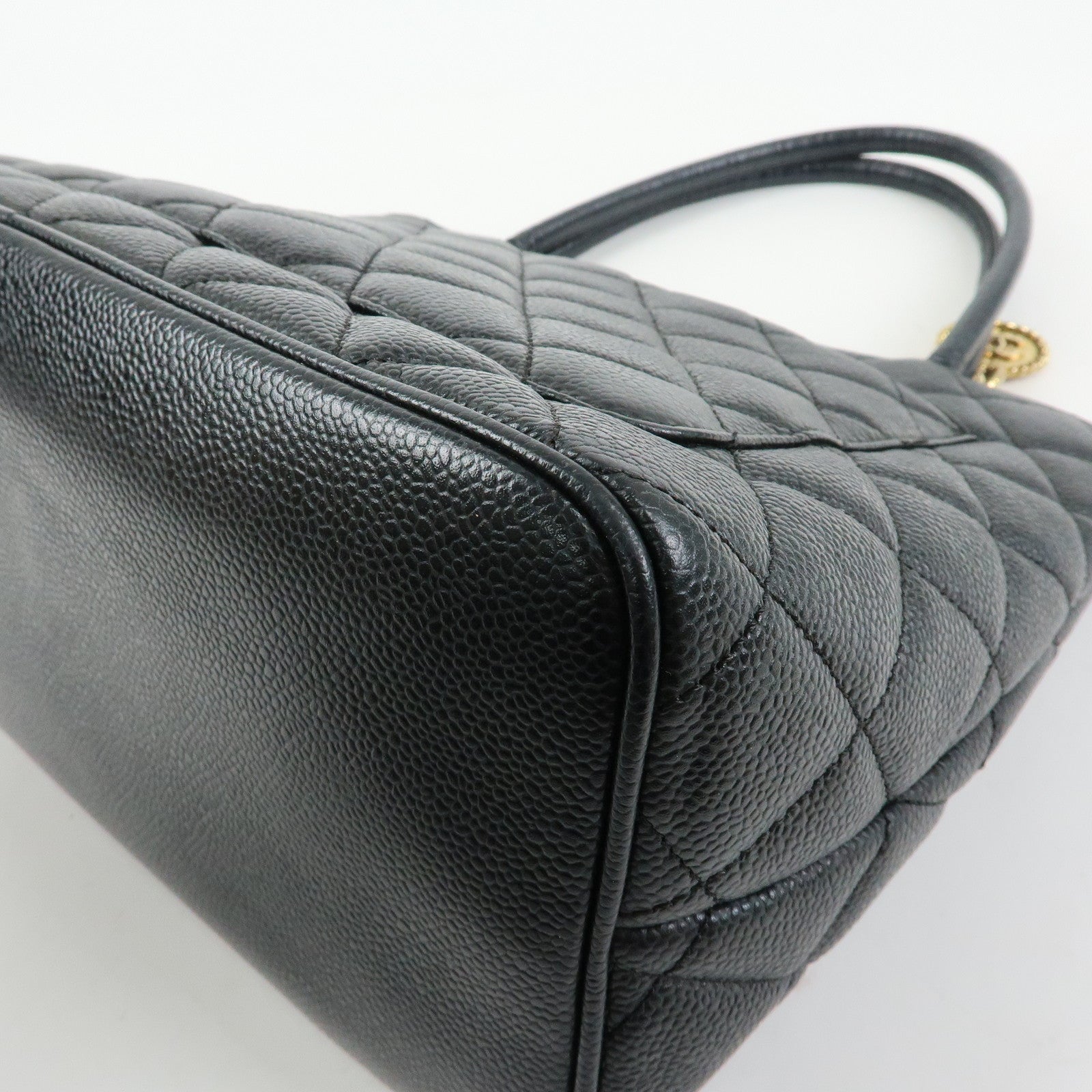 CHANEL Matelasse COCO Mark Medallion Caviar Skin Tote Bag A01804