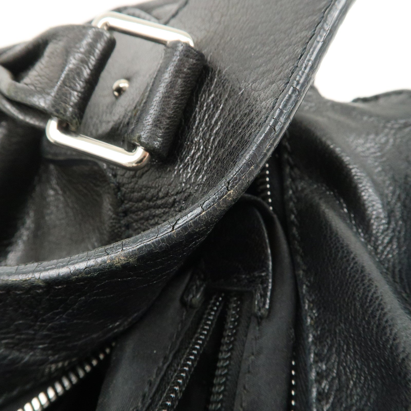 CELINE Bitter Sweet Leather Shoulder Bag Hand Bag Black Used