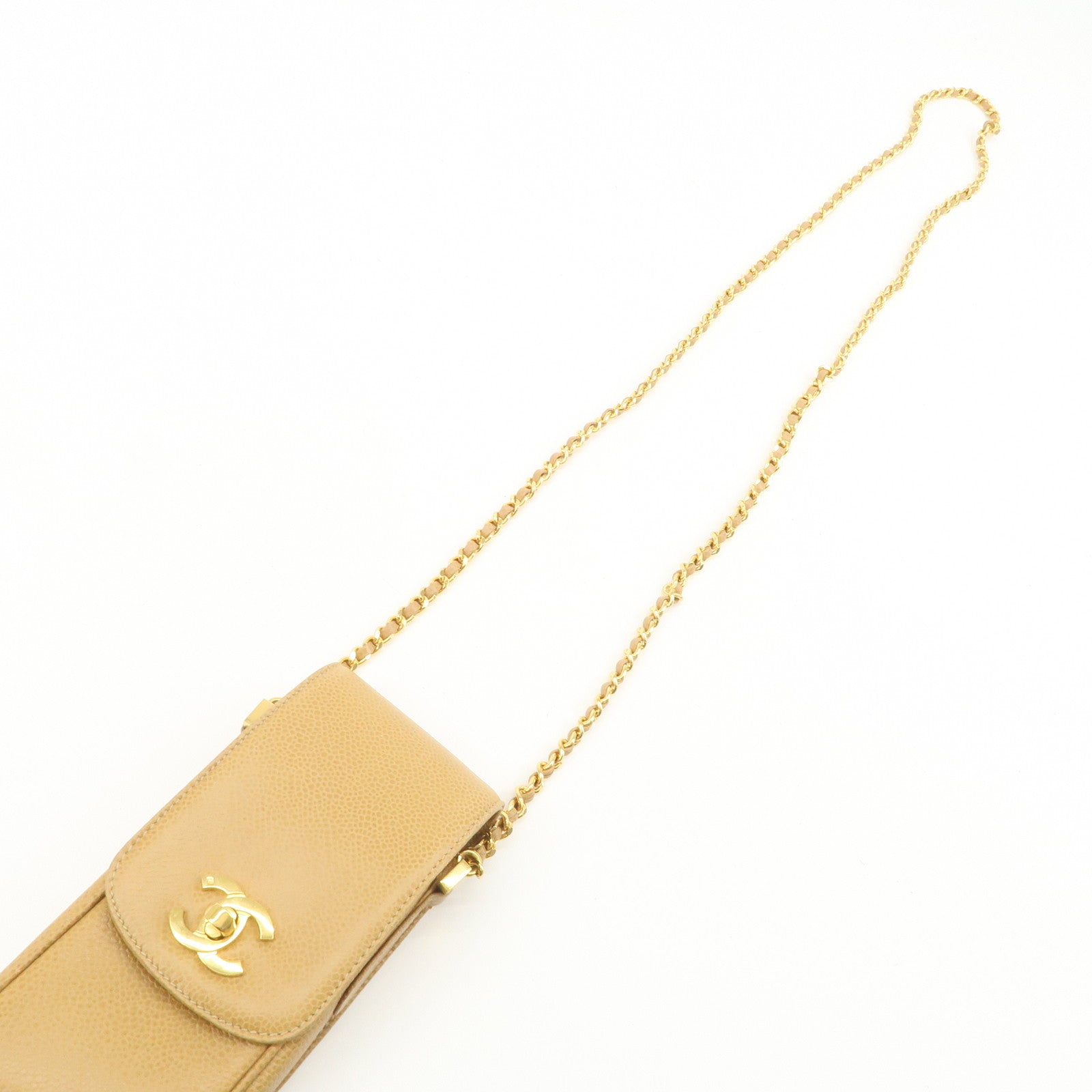 CHANEL COCO Mark Chain Shoulder Bag Phone Case Light Brown