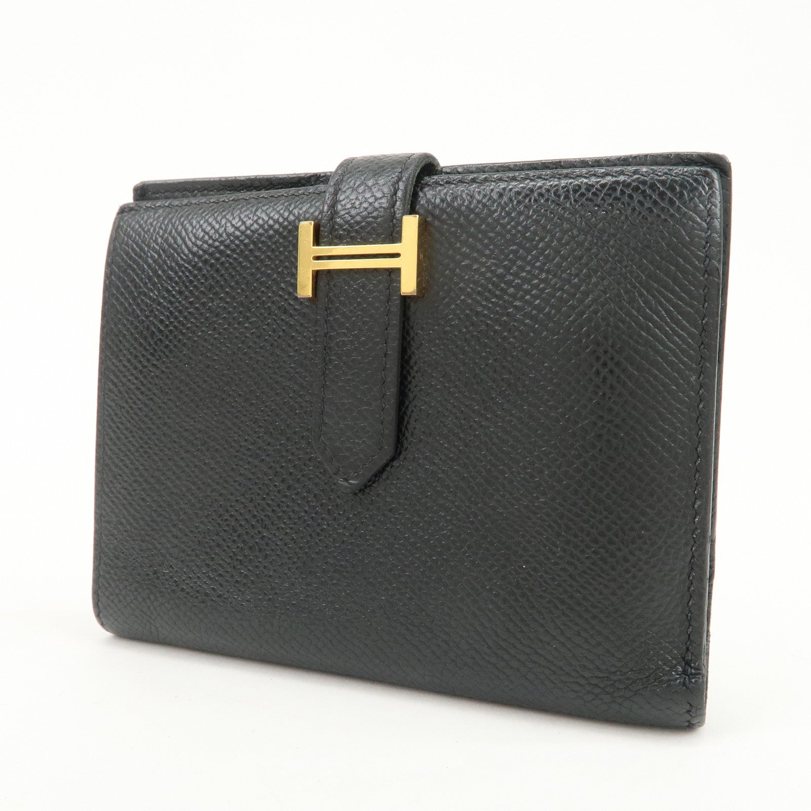 HERMES Bearn Mini Veau Epsom Bi-fold Compact Wallet Z Stamped Black