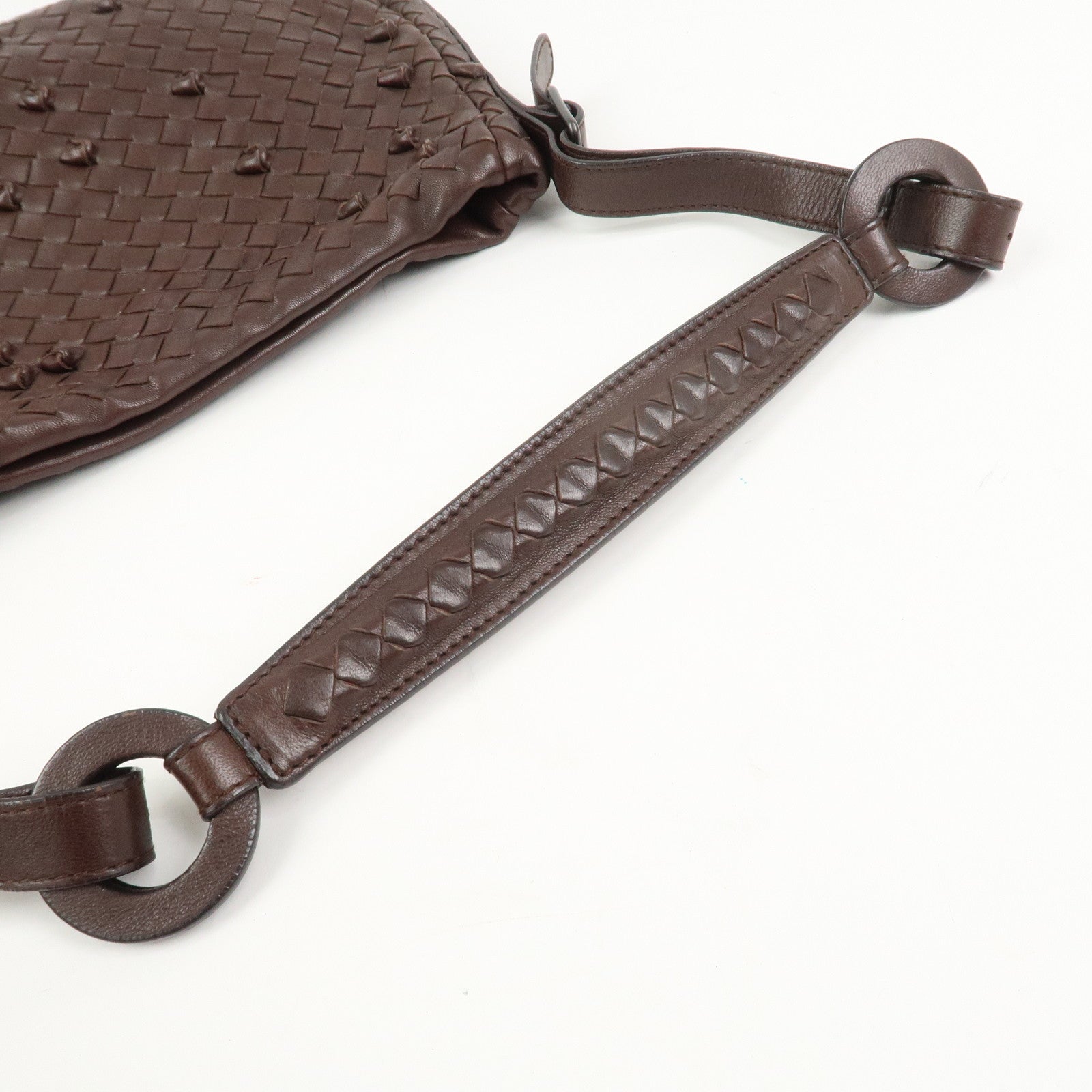 BOTTEGA VENETA Intrecciato Leather Shoulder Bag Brown 133507