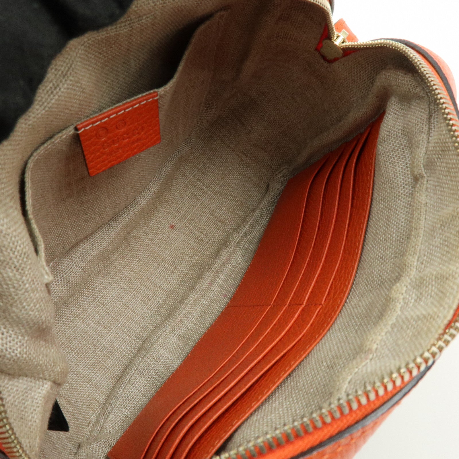 GUCCI GG Canvas Leather Shoulder Bag Beige Orange 449413