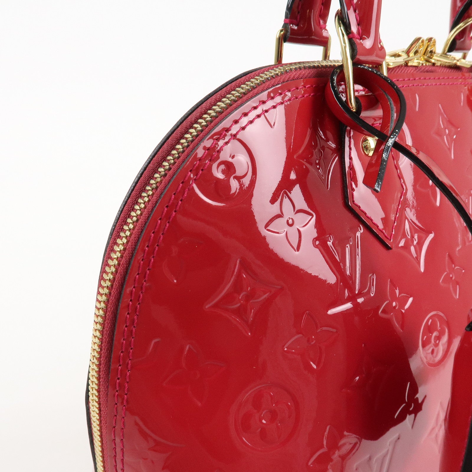 Louis Vuitton Monogram Vernis Alma PM Hand Bag Red M91693 Used