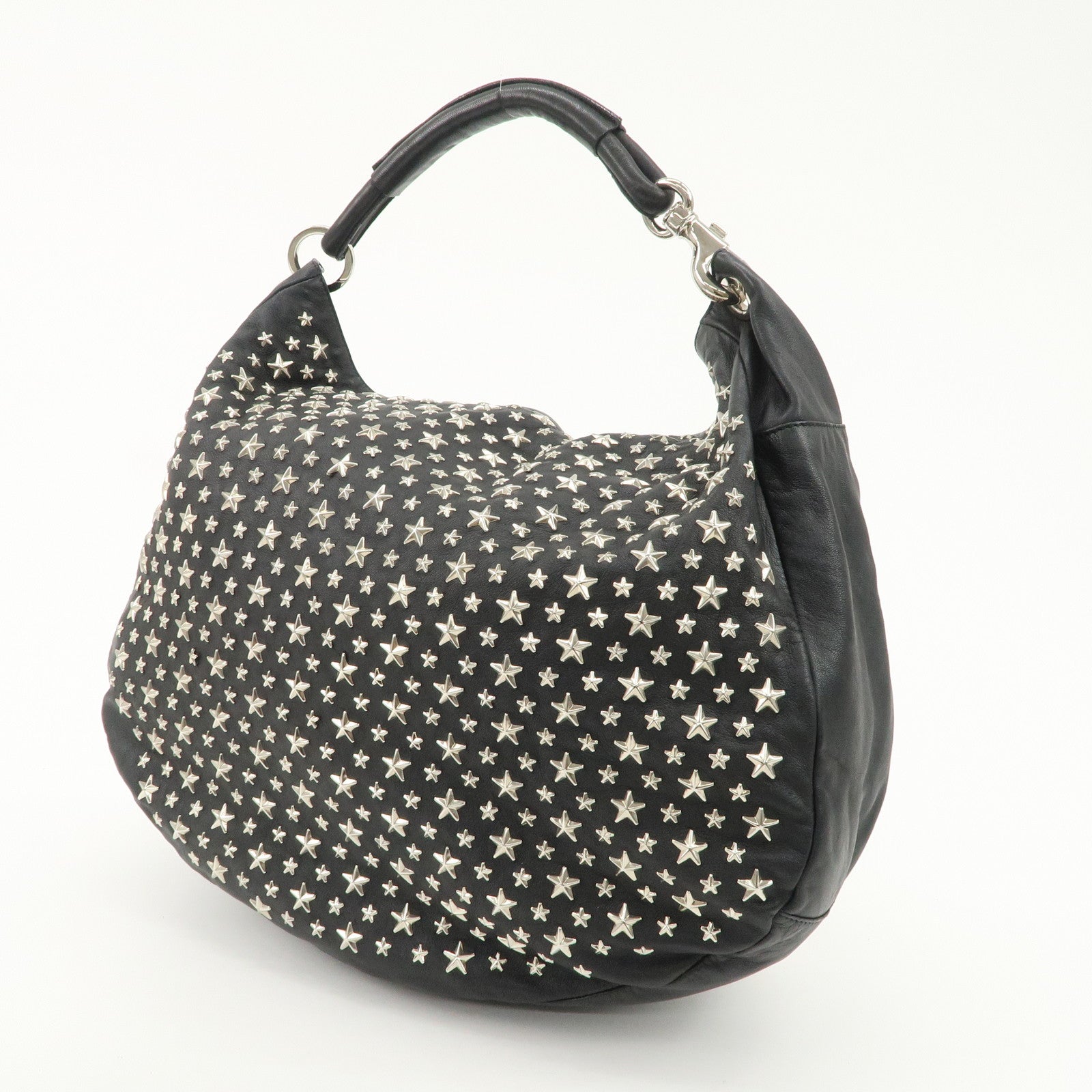 JIMMY CHOO Sky Bag Studs Leather Shoulder Bag Black