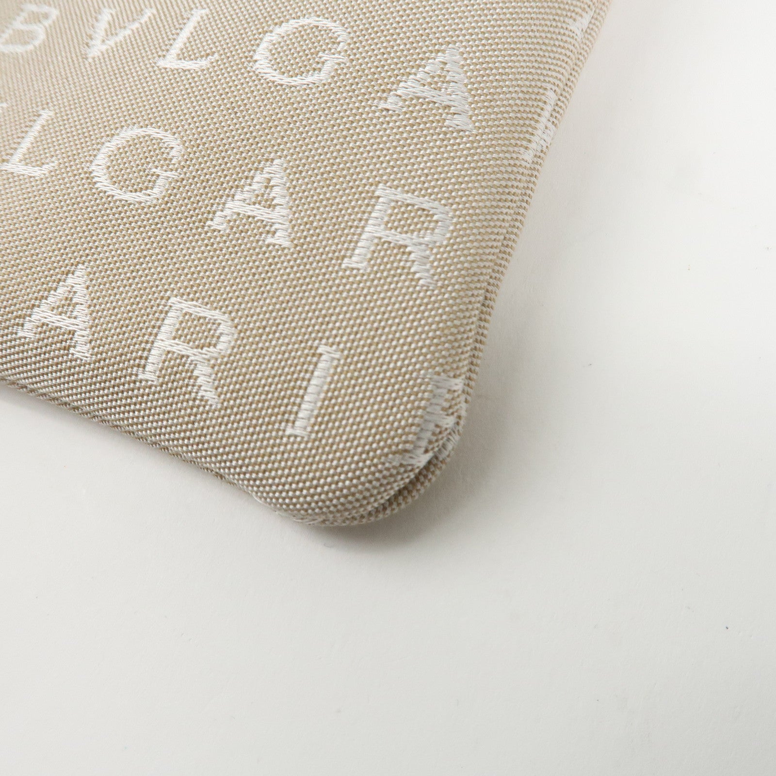 BVLGARI Logo Mania Leather Canvas Shoulder Bag Beige Dark Brown Used