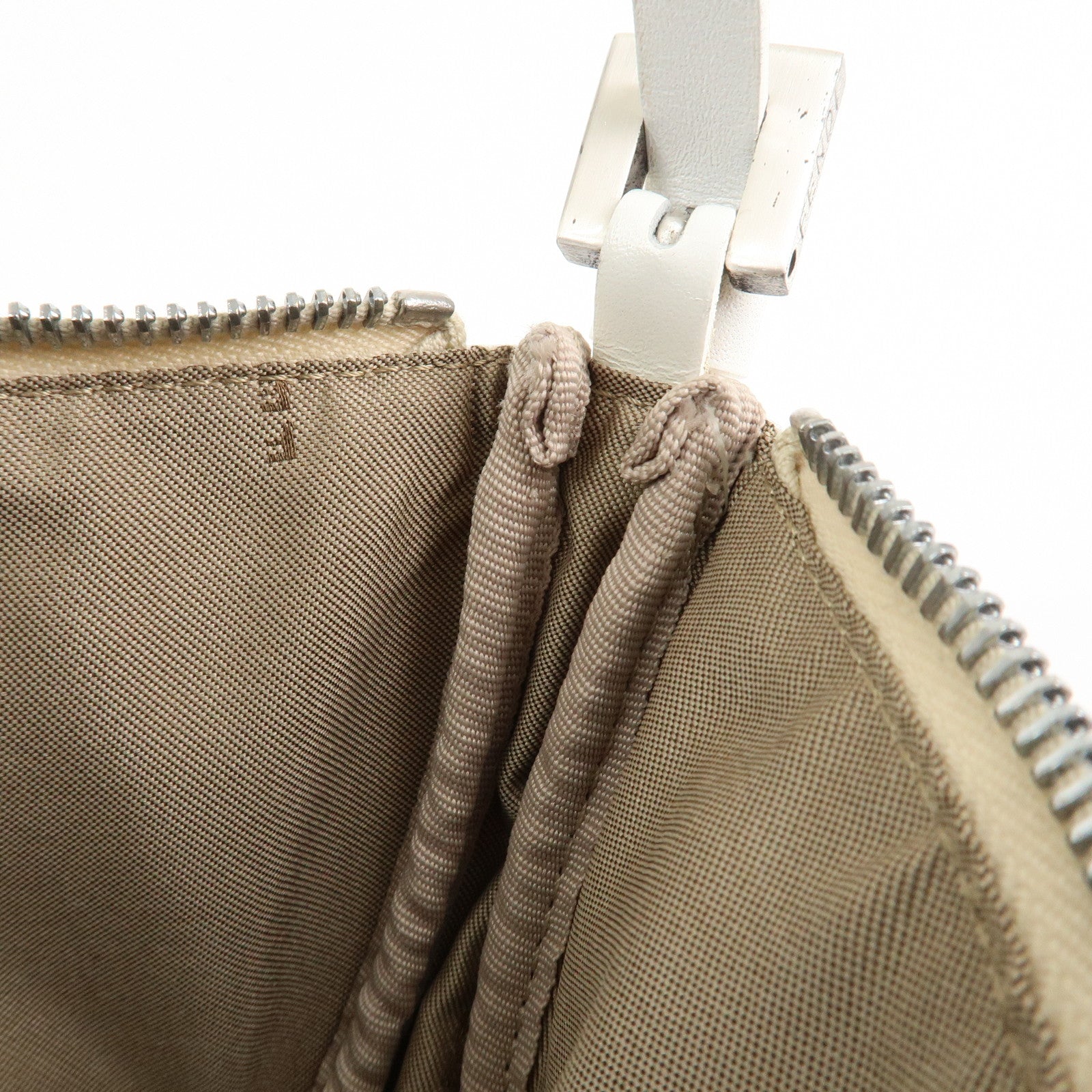 FENDI Zucchino Canvas Leather Accessory Pouch Shoulder Bag 8BR133