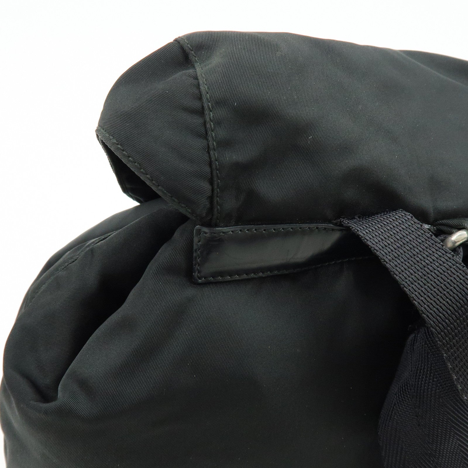 PRADA Triangle Logo Nylon Leather Backpack Rucksuck Black
