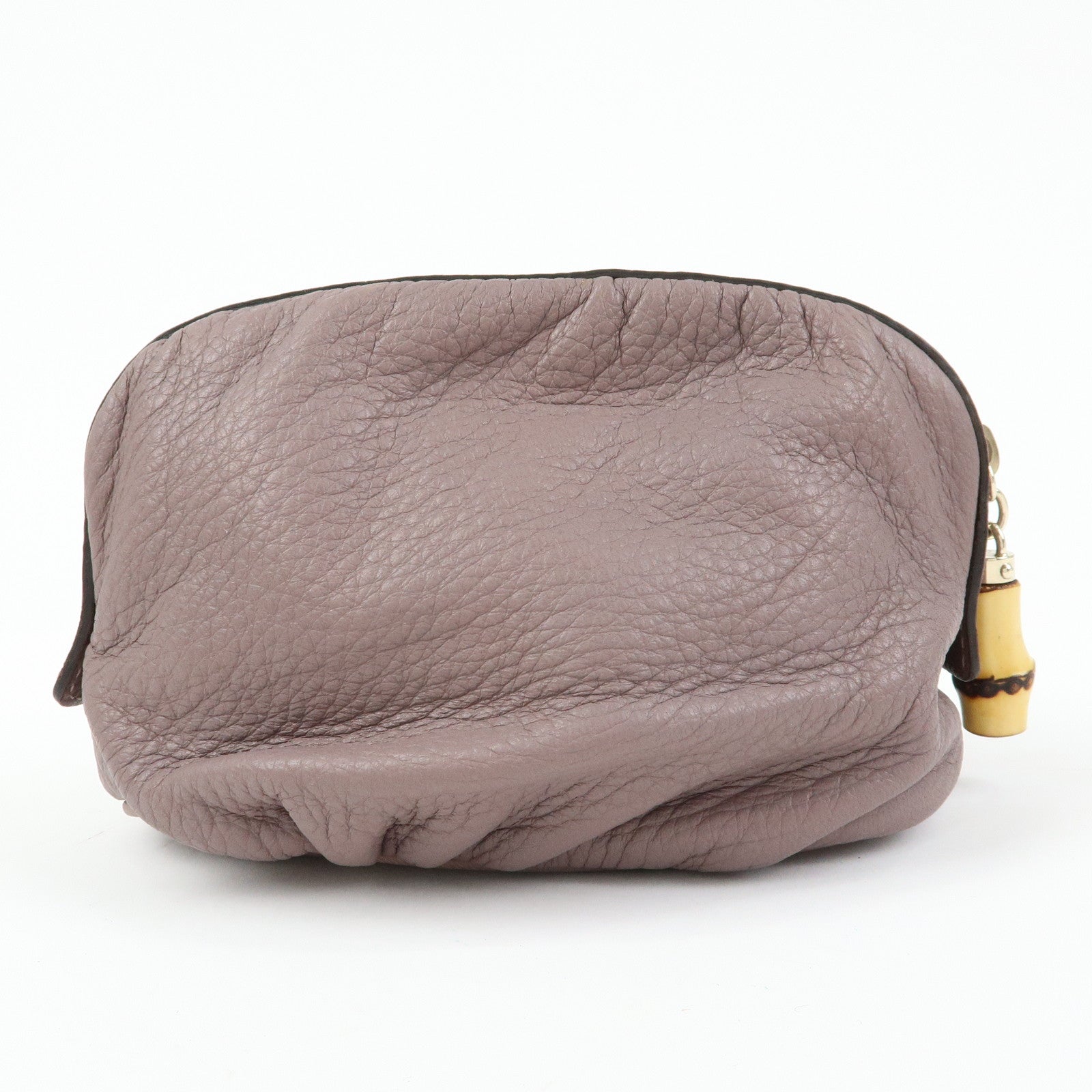 GUCCI Bamboo Leather Cosmetic Case Pouch Light Purple 246175