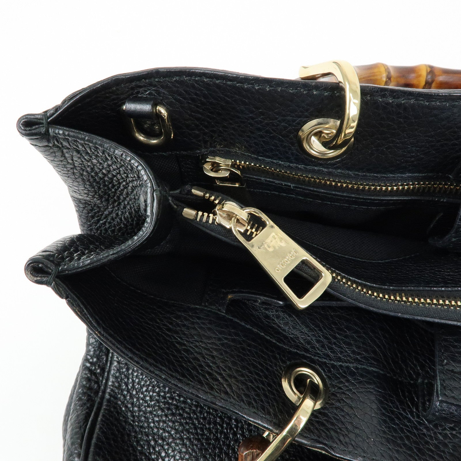 GUCCI Bamboo Leather Shopper Medium 2Way Bag Shoulder Bag 323660