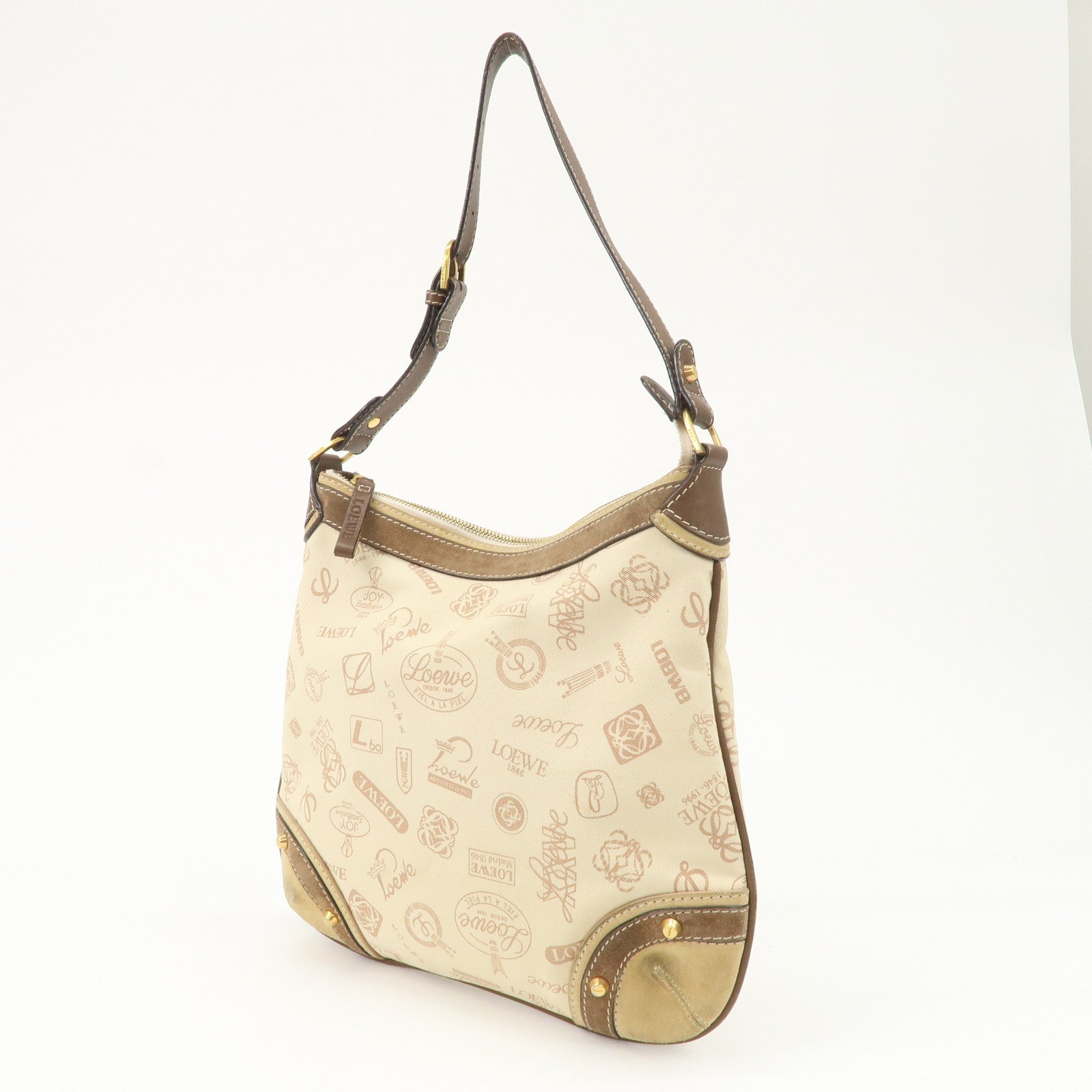 LOEWE Anagram Canvas Suede Leather Shoulder Bag 160th Anniverssary