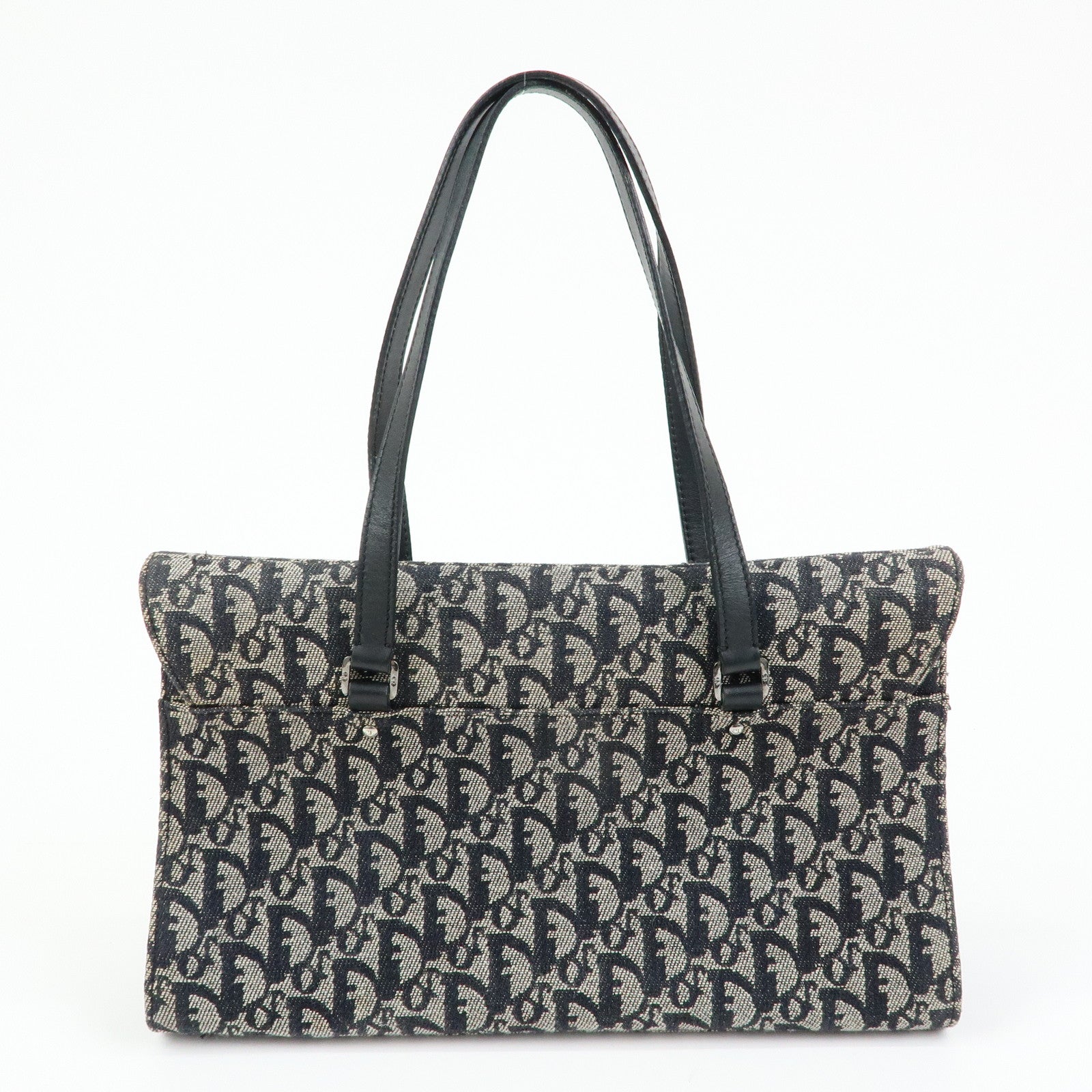 Christian Dior Trotter Saddle Jacquard Leather Shoulder Bag Black