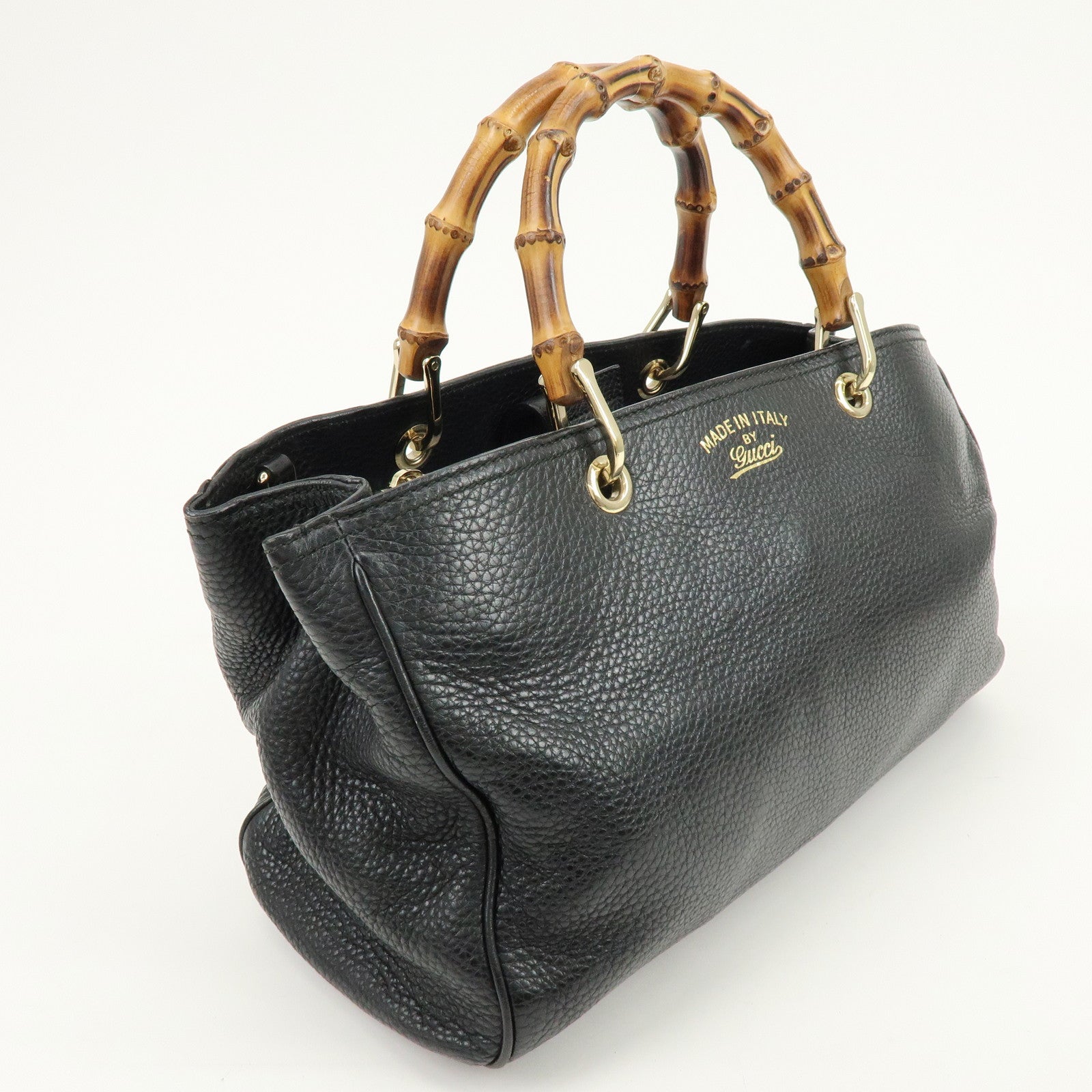 GUCCI Bamboo Leather Shopper Medium 2Way Bag Shoulder Bag 323660