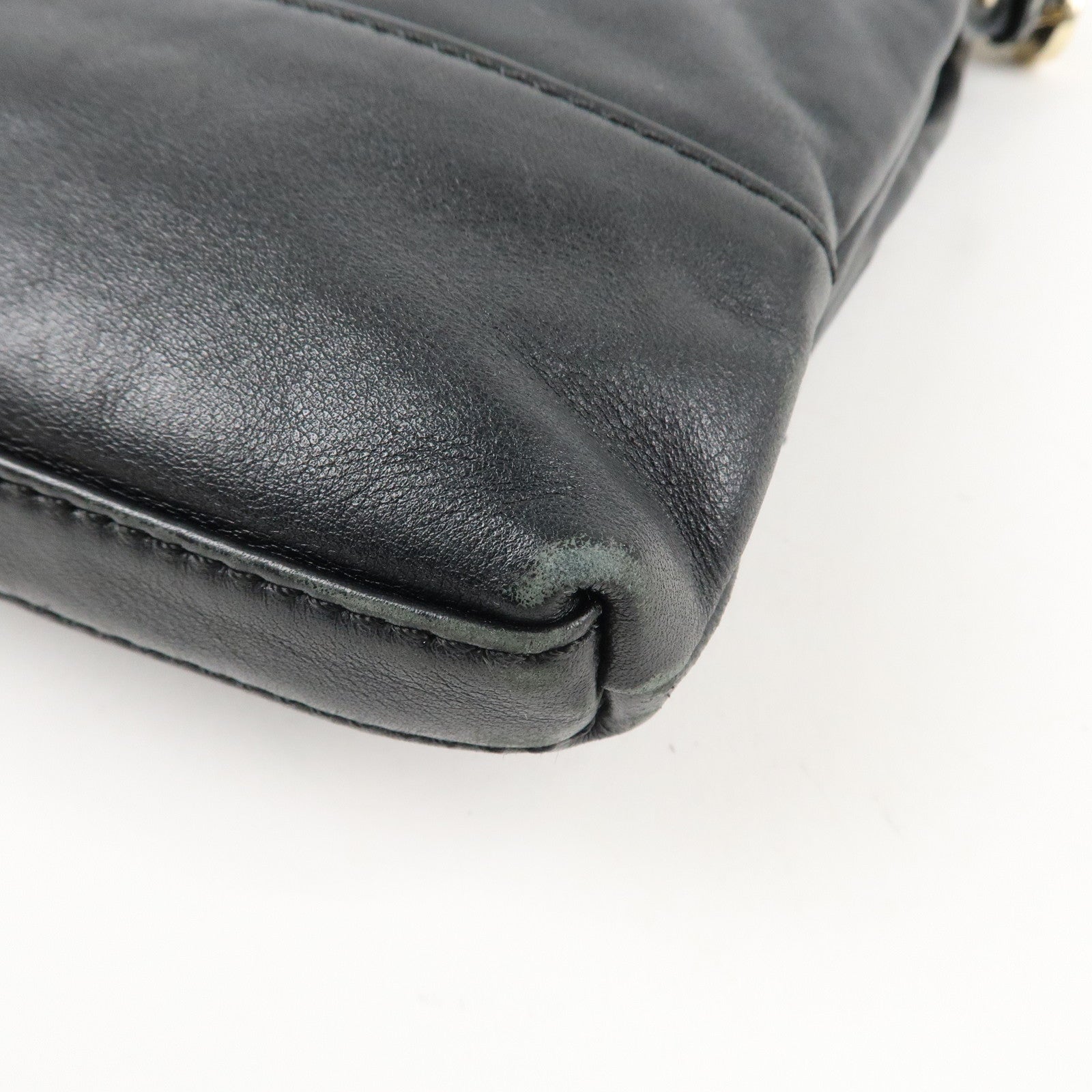 Tory Burch Leather 2Way Bag Shoulder Bag Black Gold HDW Used