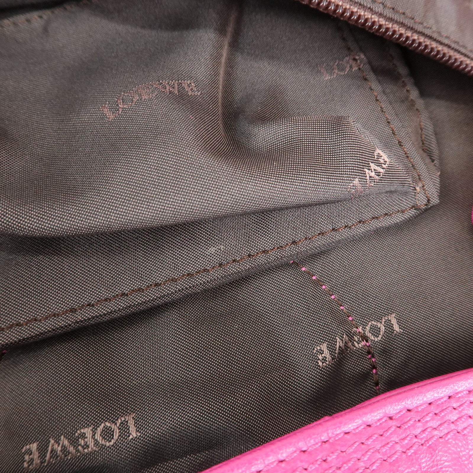 LOEWE Anagram Nappa Aire Leather Hand Bag Tote Bag Fuchsia Pink