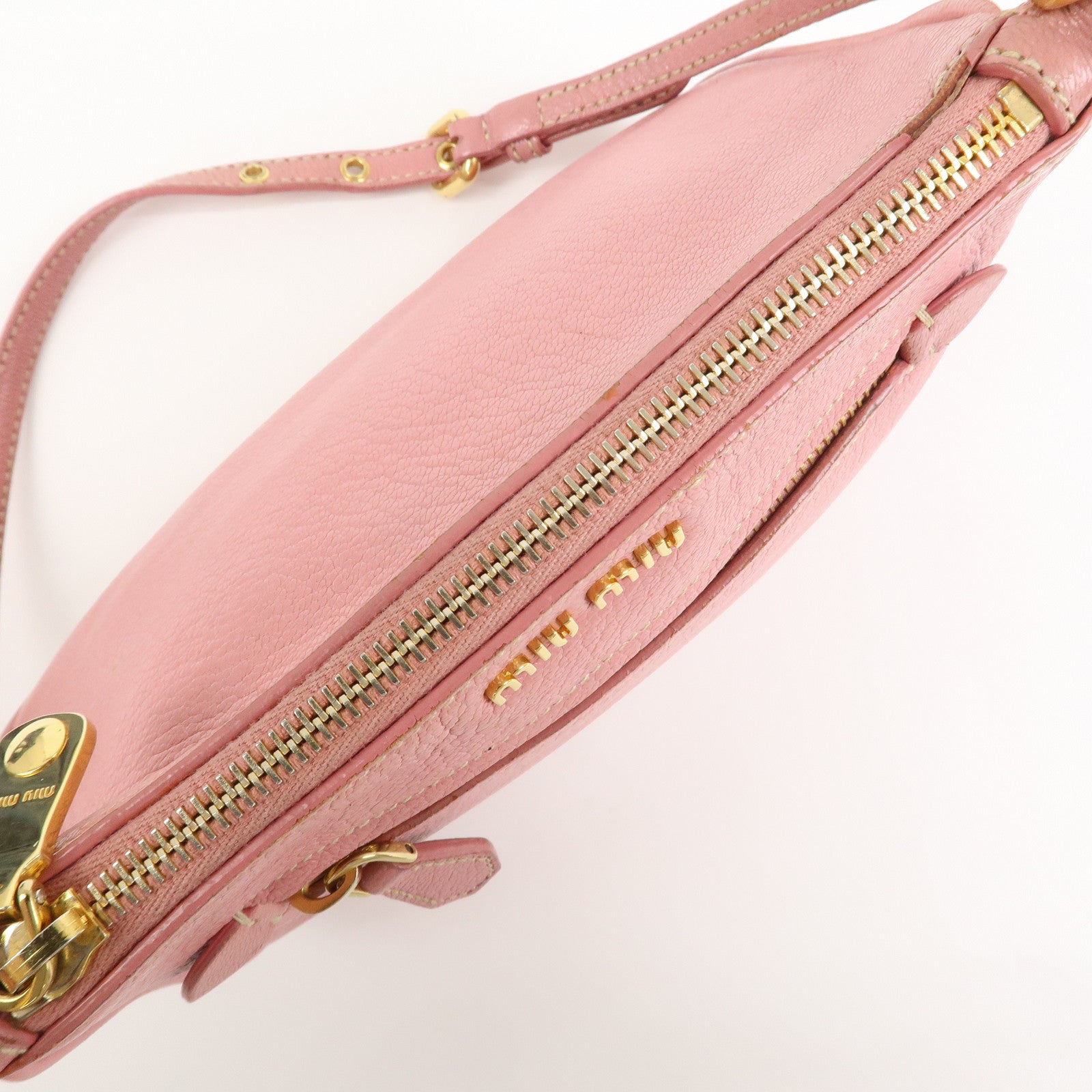 MIU MIU Logo Leather 2Way Bag Hand Bag Shoulder Bag Pink