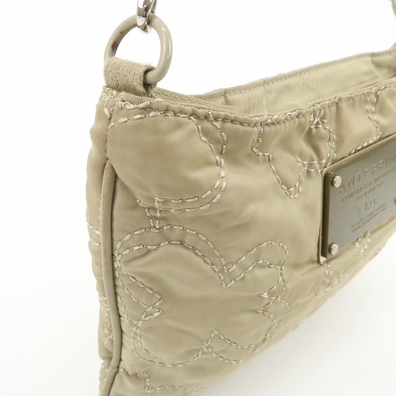 ANTEPRIMA Logo Nylon 2Way Bag Hand Bag Shoulder Bag Khaki