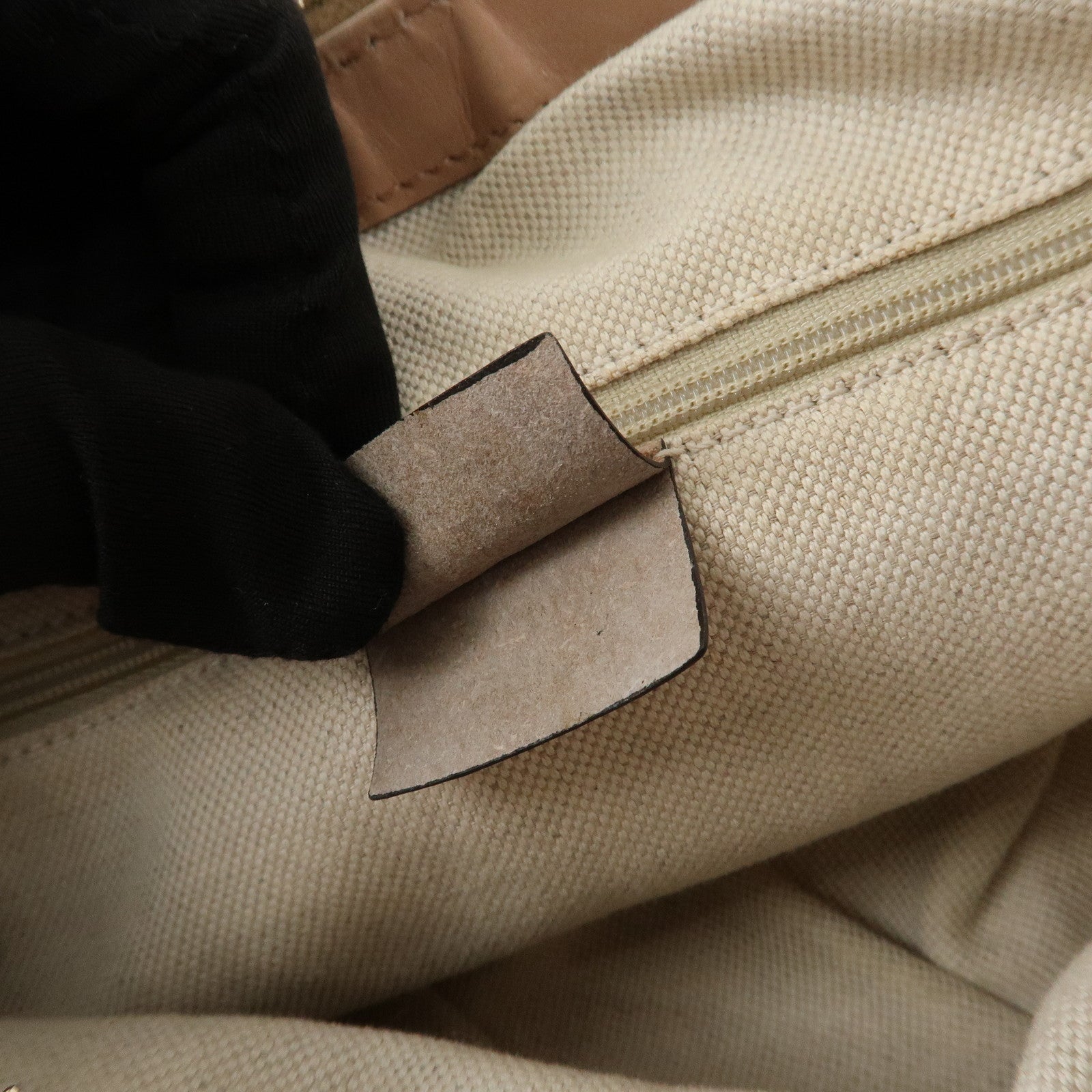 GUCCI Sukey Canvas Leather Shoulder Bag Beige Pink Gold HDW 232955 Used