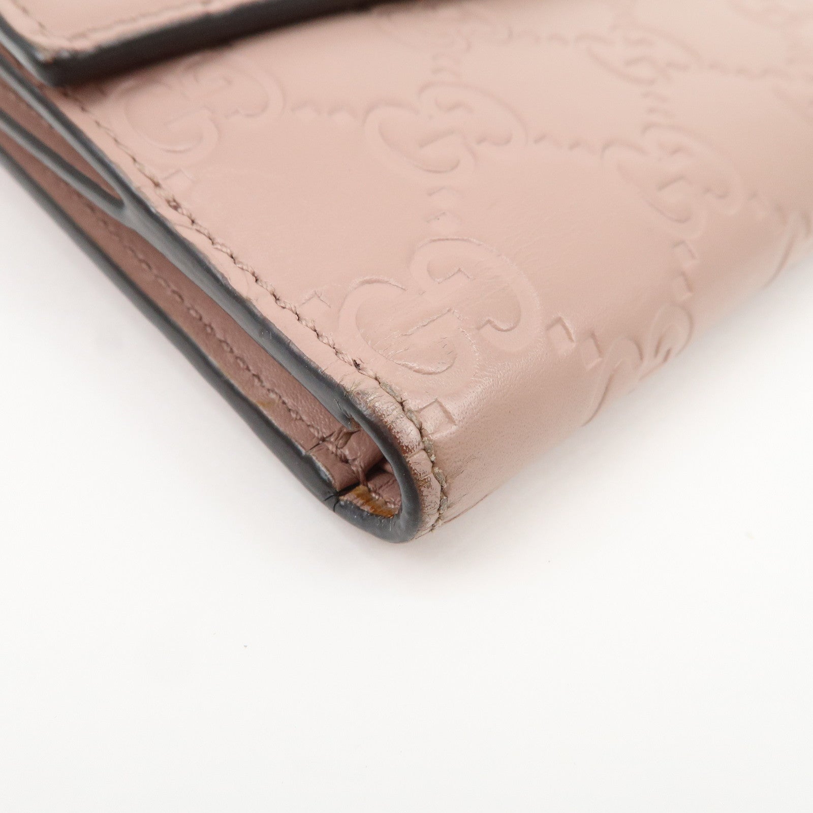 GUCCI Guccissima Leather Bi-Fold Compact Wallet Pink 406925