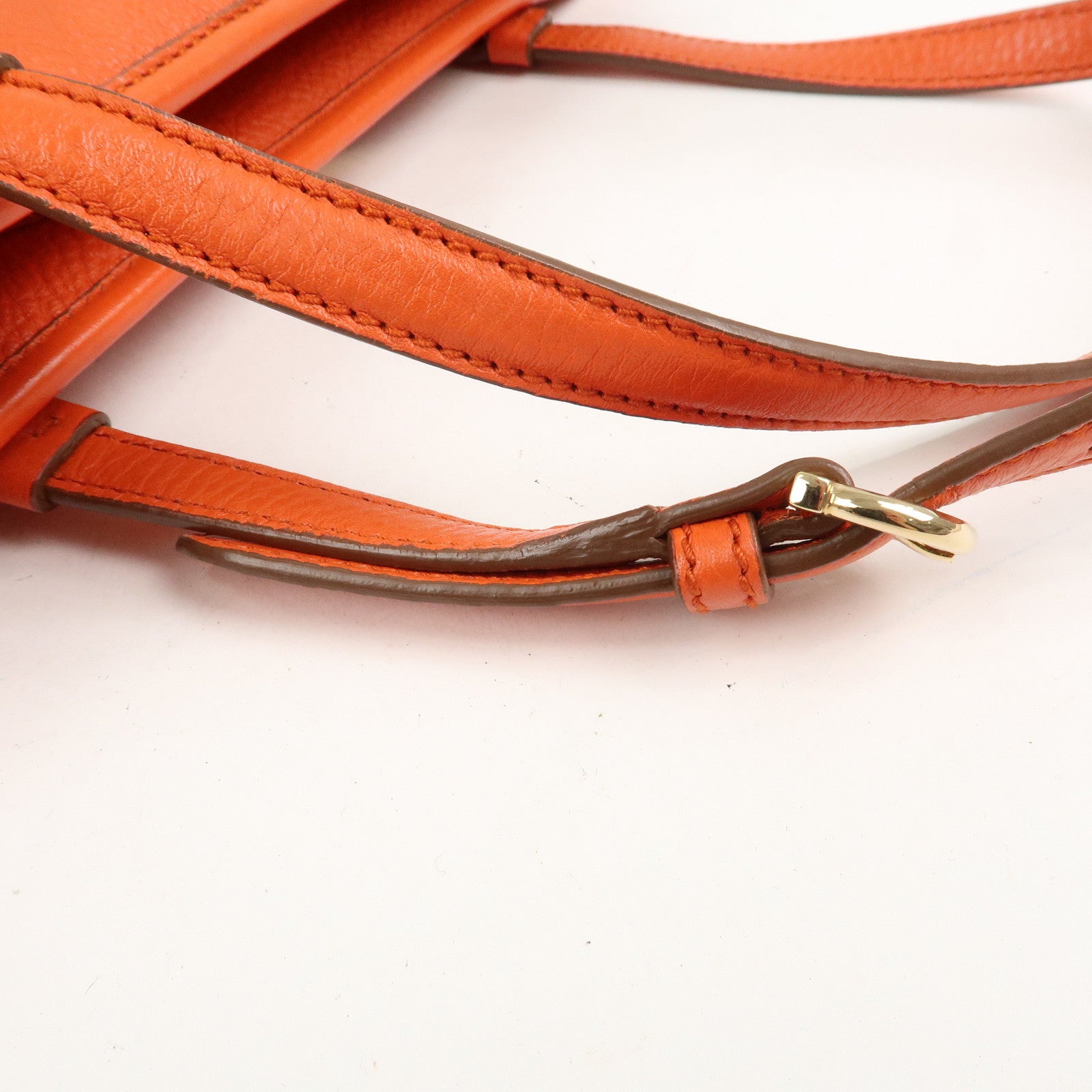 Ferragamo Gancini Leather Hand Bag Orange Gold HDW